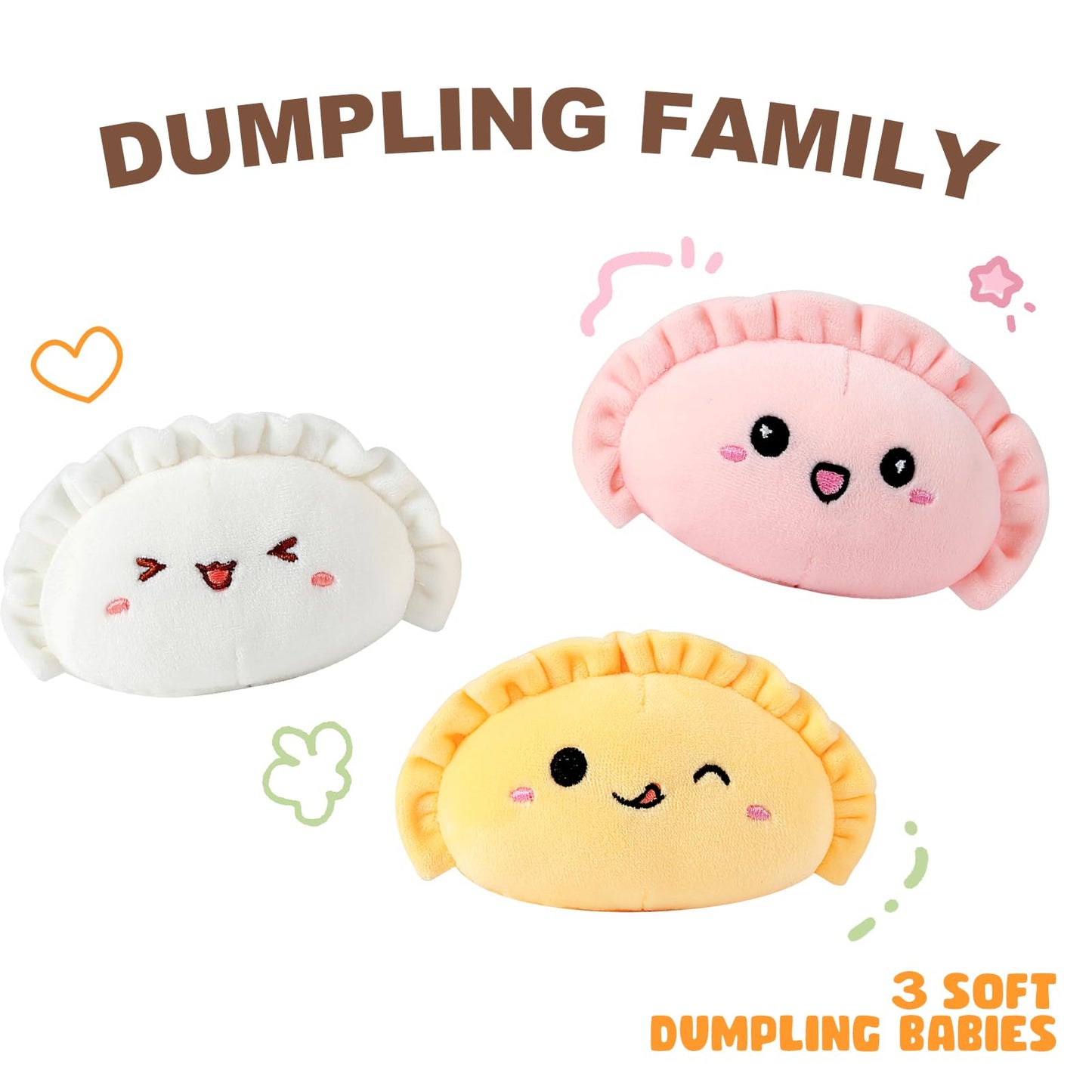Ditucu Cute Dumpling Plush Pillow Mommy 14in with 3 Littles 4in – Family Food Shaped Plushies
