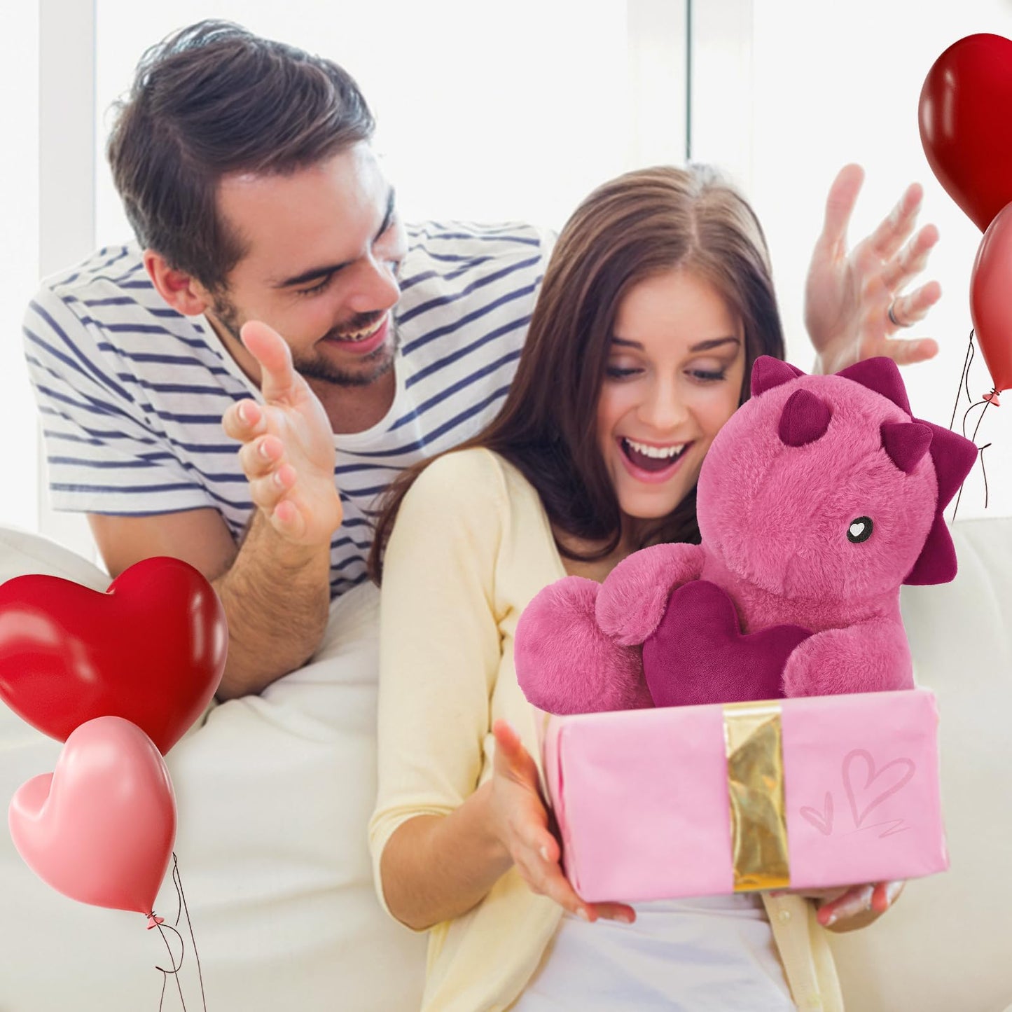 Ditucu Original Loving Triceratops Plush – 12-Inch Heart Dino Gift