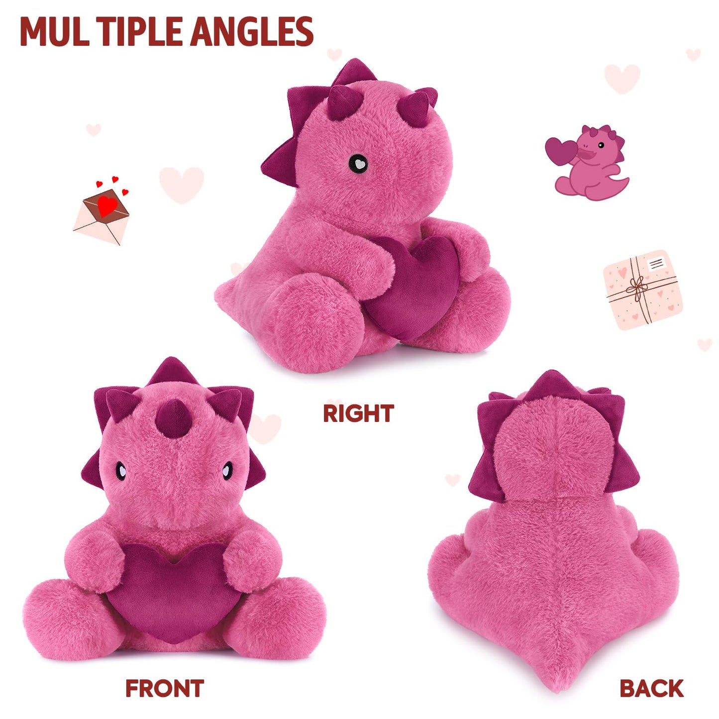 Ditucu Original Loving Triceratops Plush – 12-Inch Heart Dino Gift