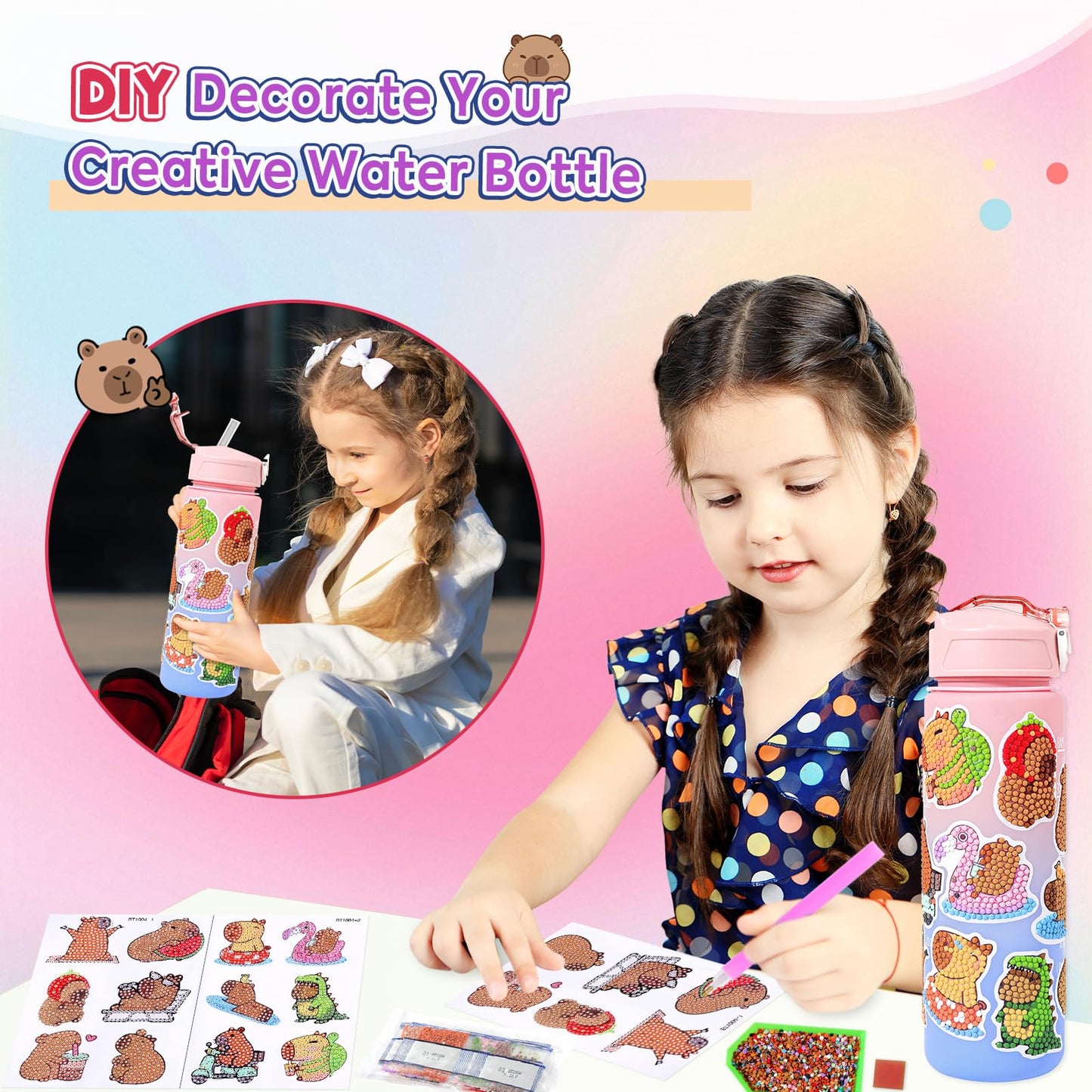 Ditucu Strawberry Capybara Plush Gift Set for Girls 4-10 | 12-Piece Deluxe Toy Kit