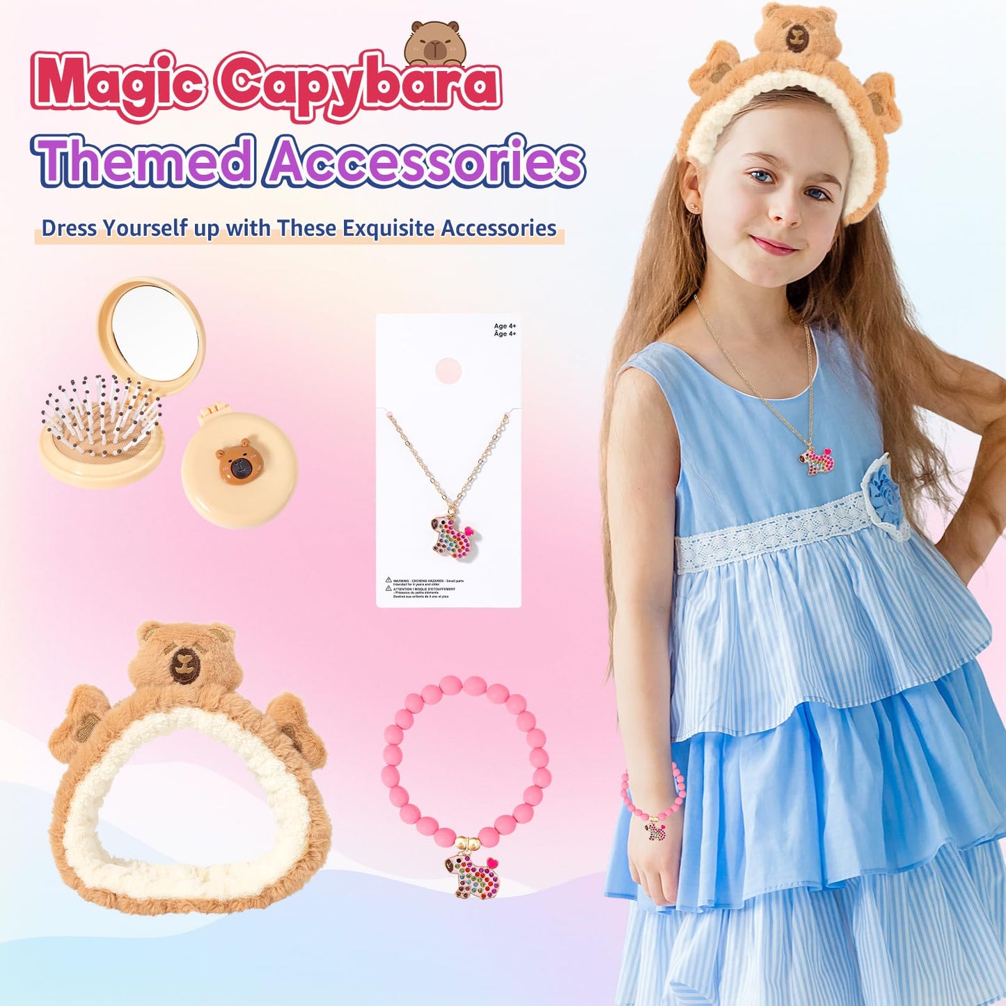 Ditucu Strawberry Capybara Plush Gift Set for Girls 4-10 | 12-Piece Deluxe Toy Kit