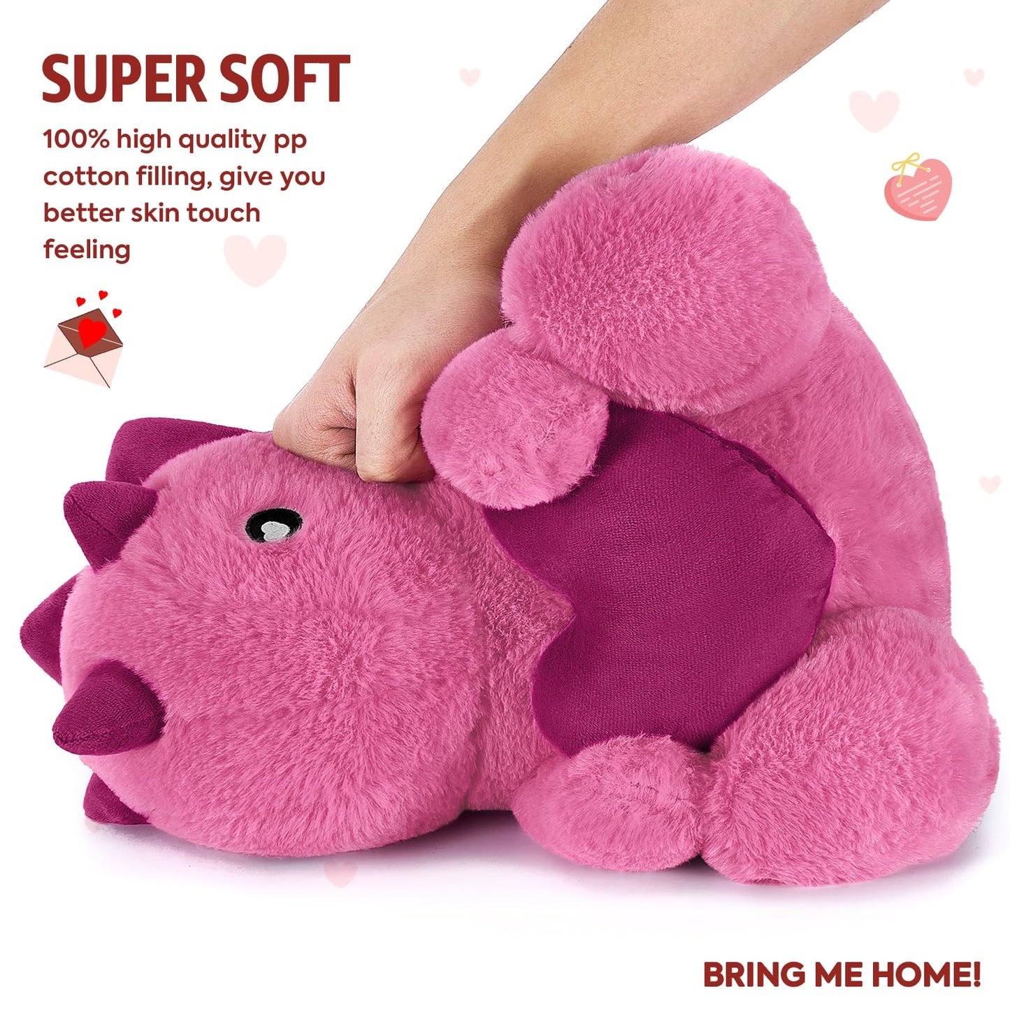 Ditucu Original Loving Triceratops Plush – 12-Inch Heart Dino Gift