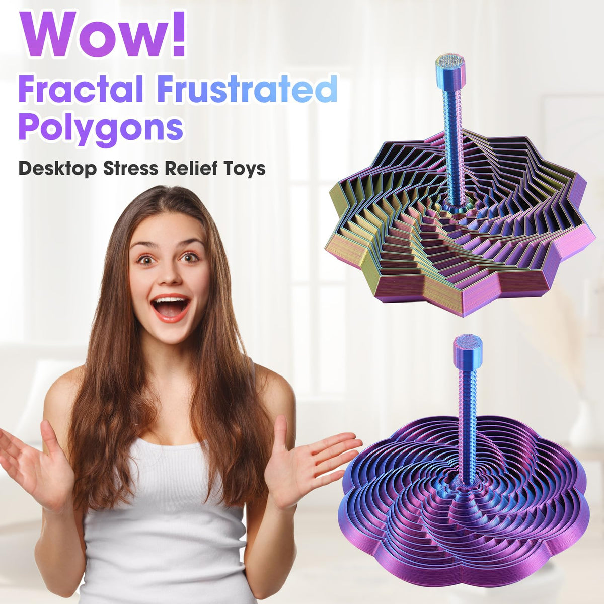 DITUFIDGTS Upgraded 3D Printed Star Fidget Toy with Detachable Handle – Dual Motion, Color-Changing Spiral (2-Pack)