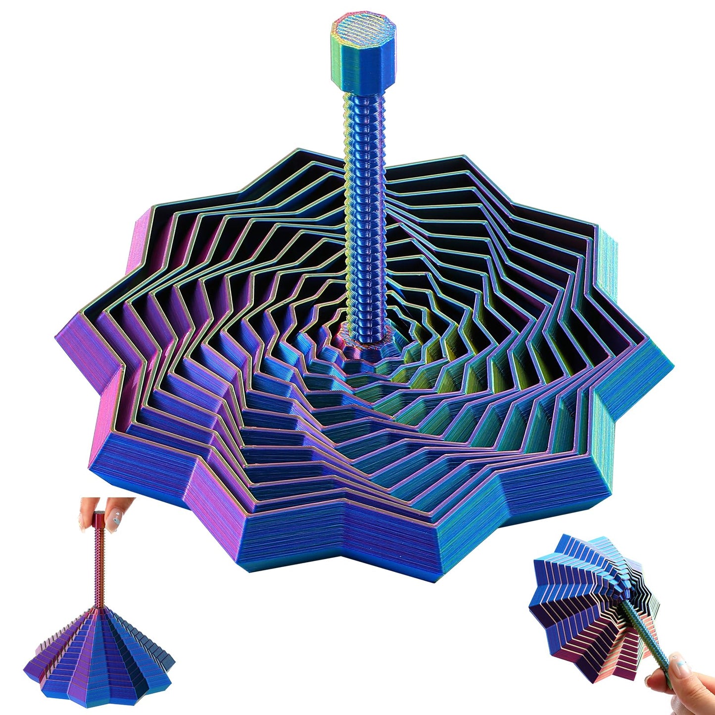 DITUFIDGTS Upgraded Star Fidget Toy – Detachable Handle & Color-Changing Spiral