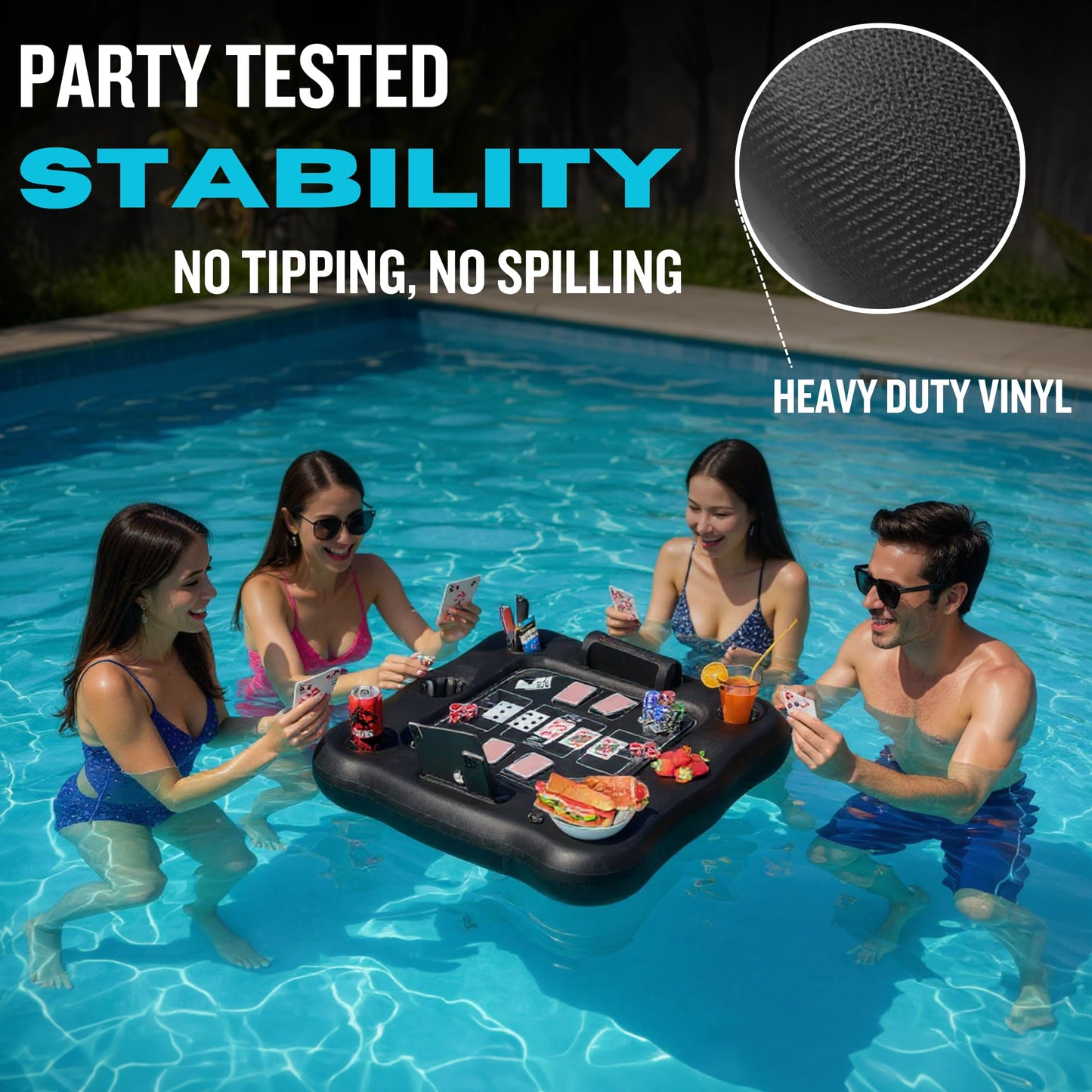 DIVEBLAST Floating Card Table for Pool — Waterproof Cards, 50 LBS Capacity