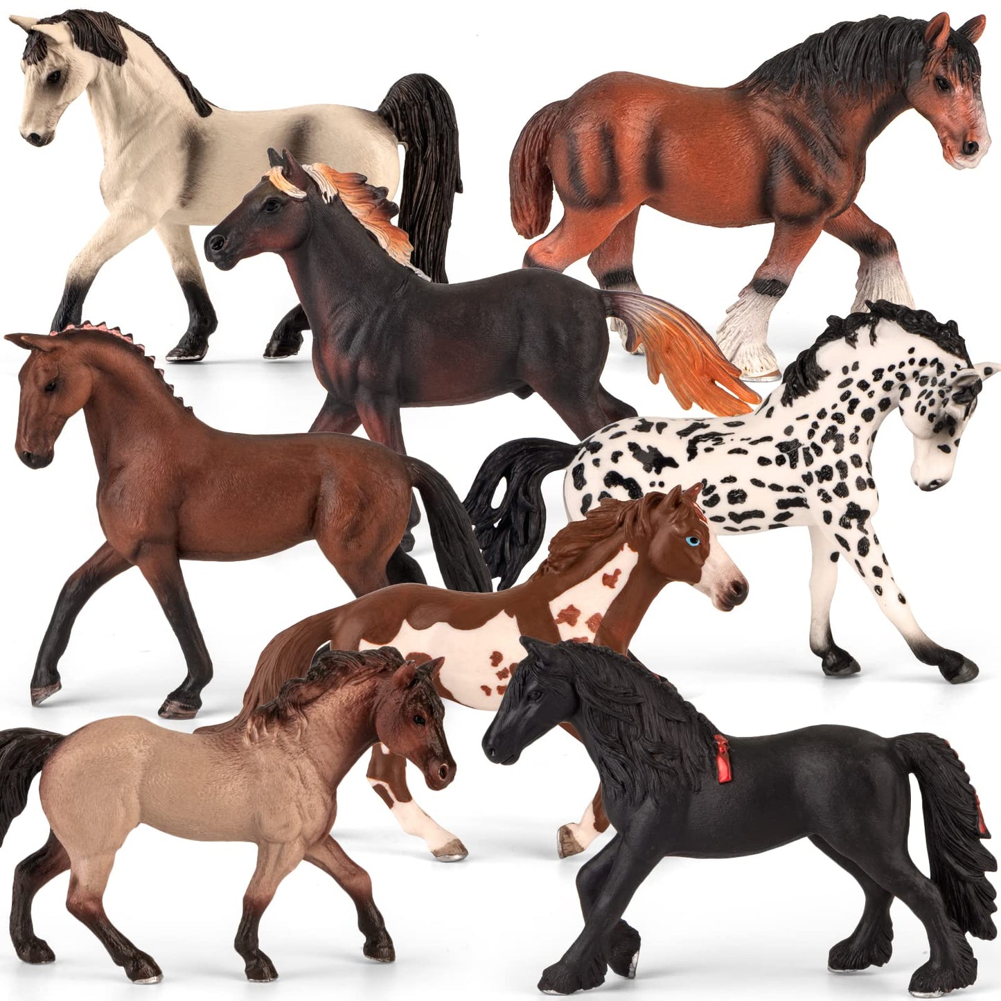 Divwa 8-Piece 6-Inch Plastic Horse Figures – Realistic Toy Set for Kids