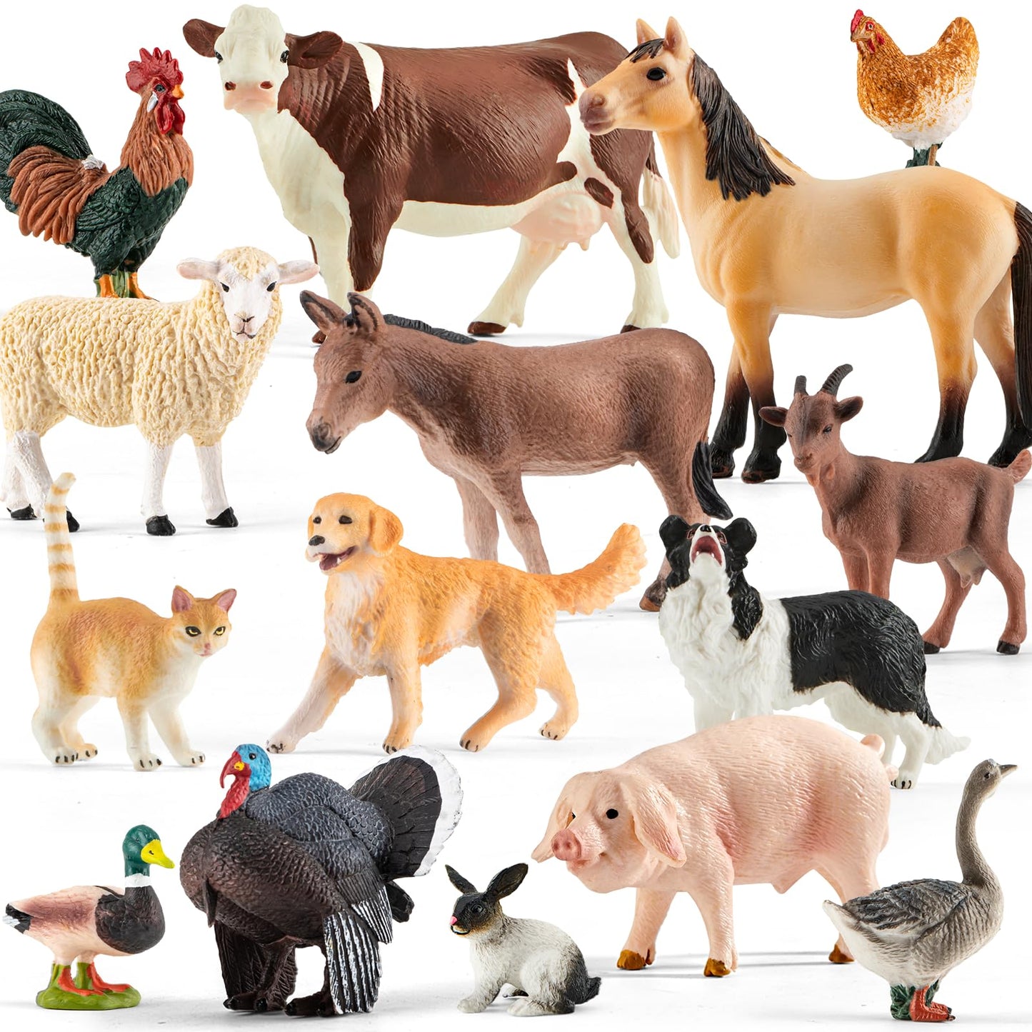 Divwa 15 Pcs Farm Animal Toy Set for Toddlers and Kids – Realistic Plastic Farm Animals