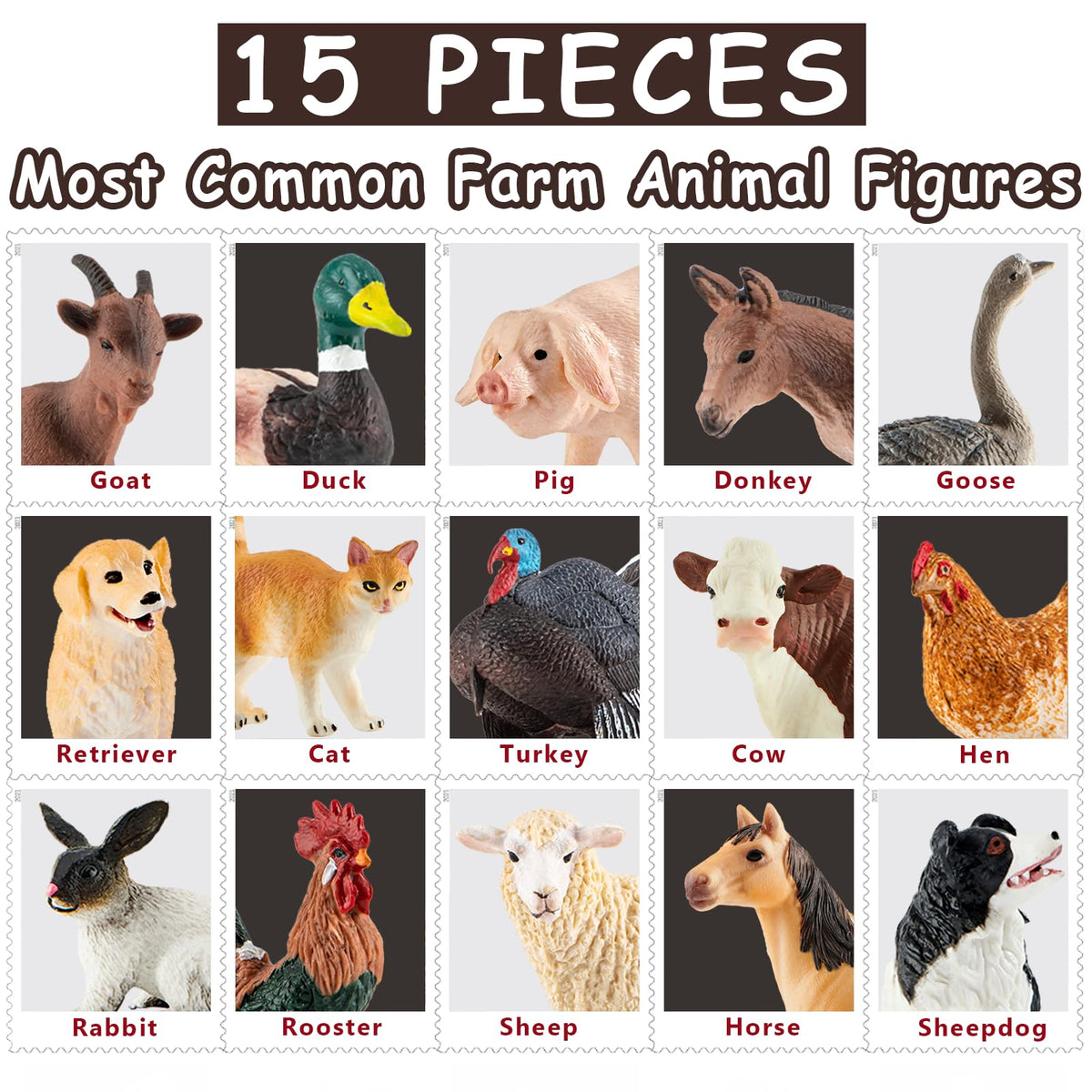 Divwa 15 Pcs Farm Animal Toy Set for Toddlers and Kids – Realistic Plastic Farm Animals