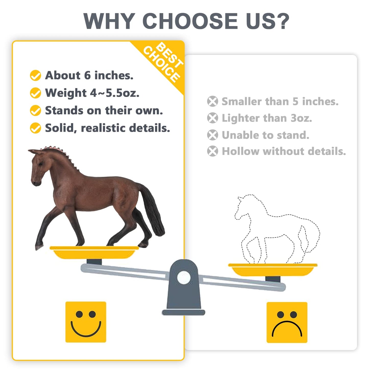 Divwa 8-Piece 6-Inch Plastic Horse Figures – Realistic Toy Set for Kids