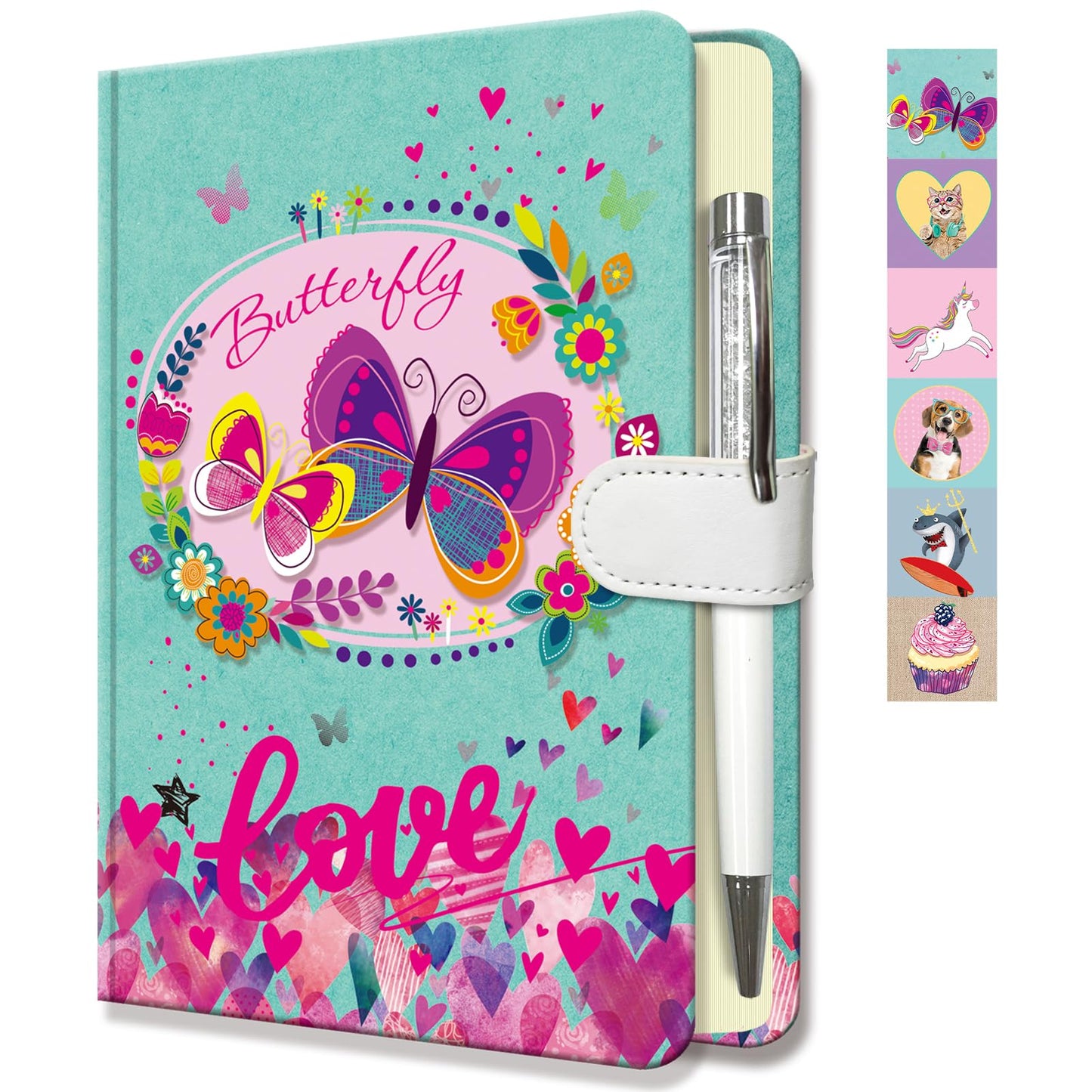 DWIYITTN Butterfly Journal for Girls — 192-Page Hardcover Diary with Magnetic Closure & Pen (5.3 x 7.5 in)