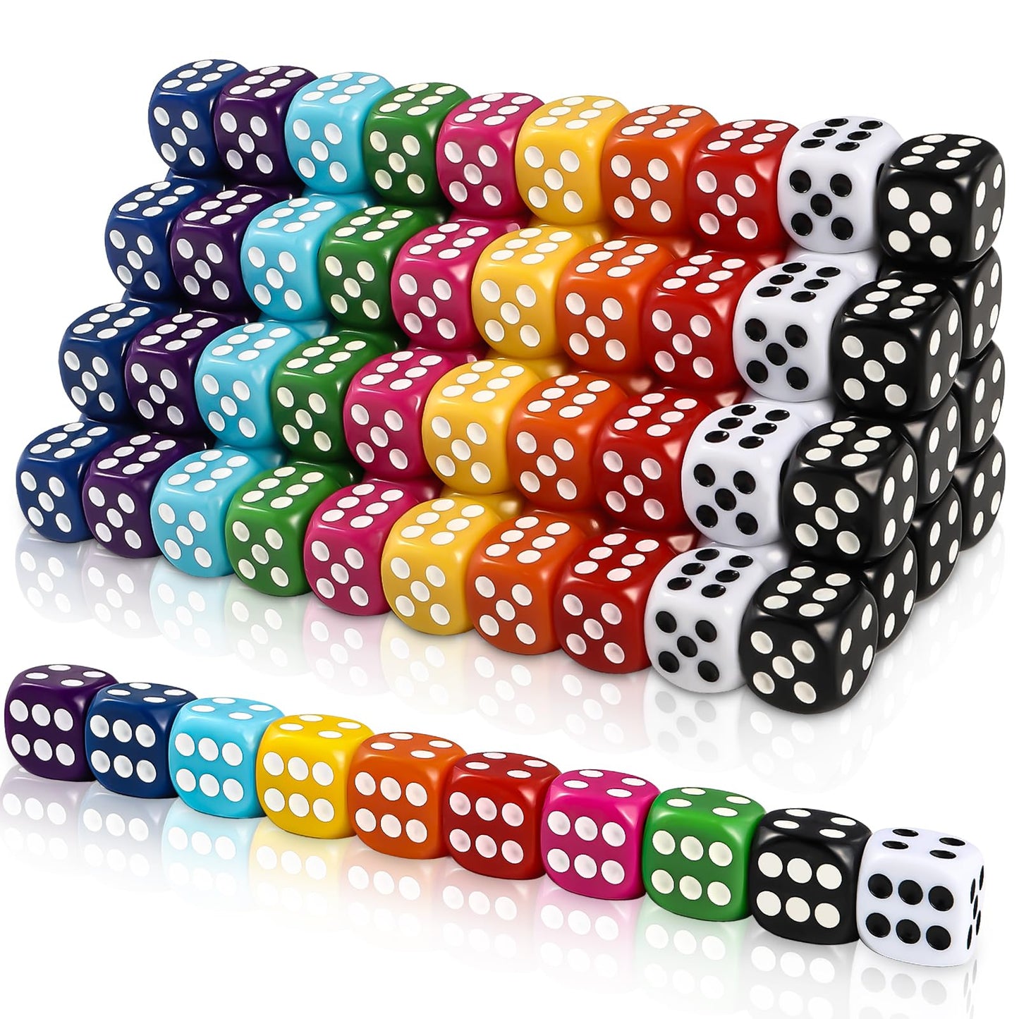 DIYDEC 100pcs 16mm Dice Set – 10 Colors Acrylic for Classroom & Board Games