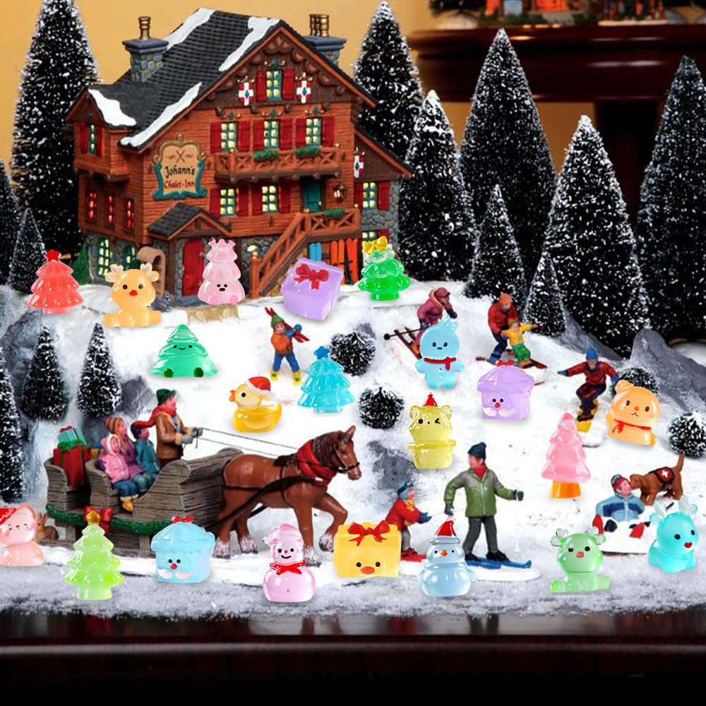 DIYDEC 40PCS Mini Christmas Luminous Figures – Glow in the Dark Resin Miniatures