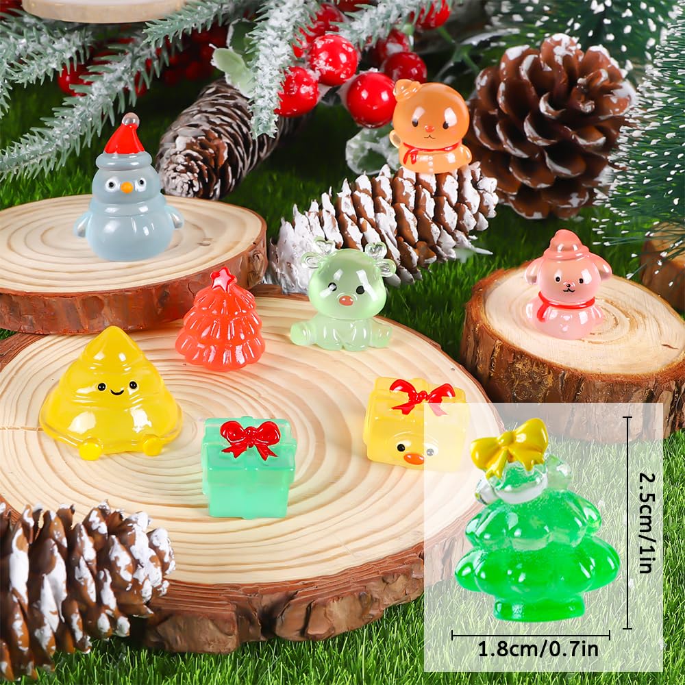 DIYDEC 40PCS Mini Christmas Luminous Figures – Glow in the Dark Resin Miniatures
