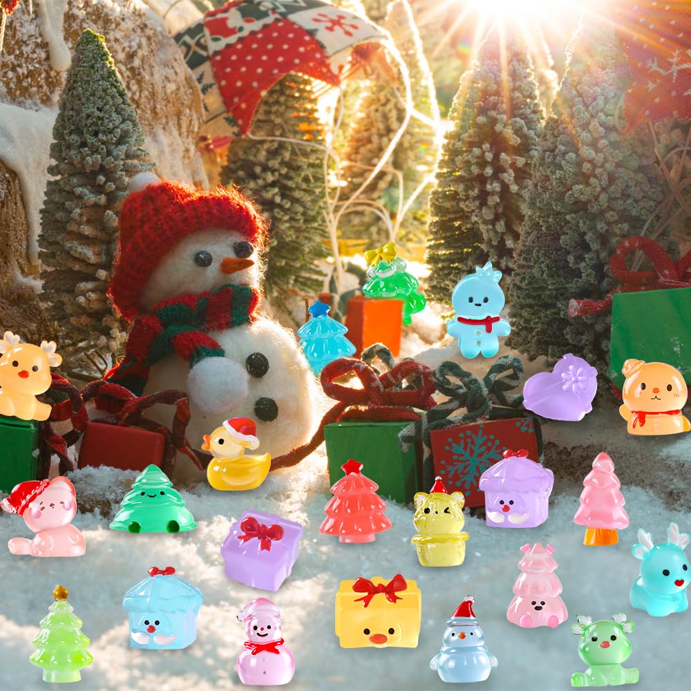DIYDEC 40PCS Mini Christmas Luminous Figures – Glow in the Dark Resin Miniatures