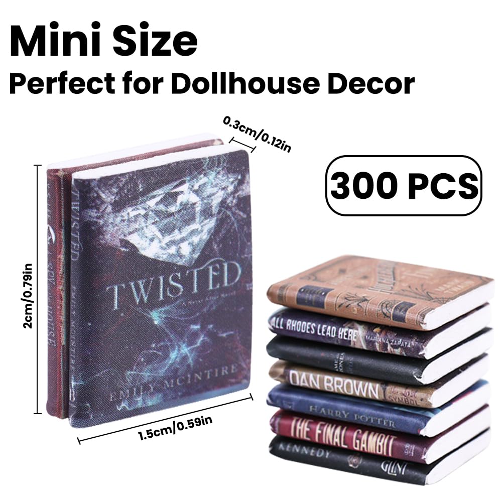 DIYDEC 300pcs Mini Books for Dollhouse – Realistic Foam Library Decor