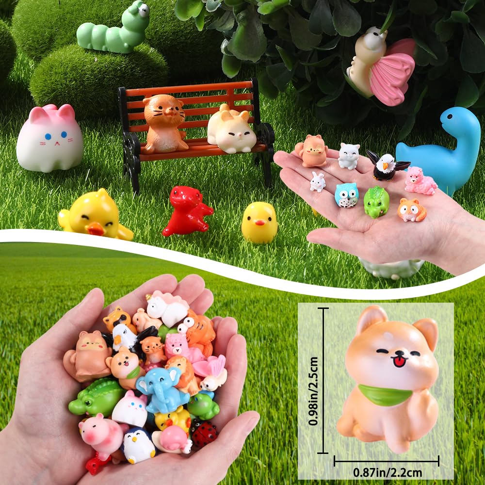 DIYDEC 50pcs Mini Resin Animal Figures – 50 Styles for Dollhouses, Gardens & Craft Projects