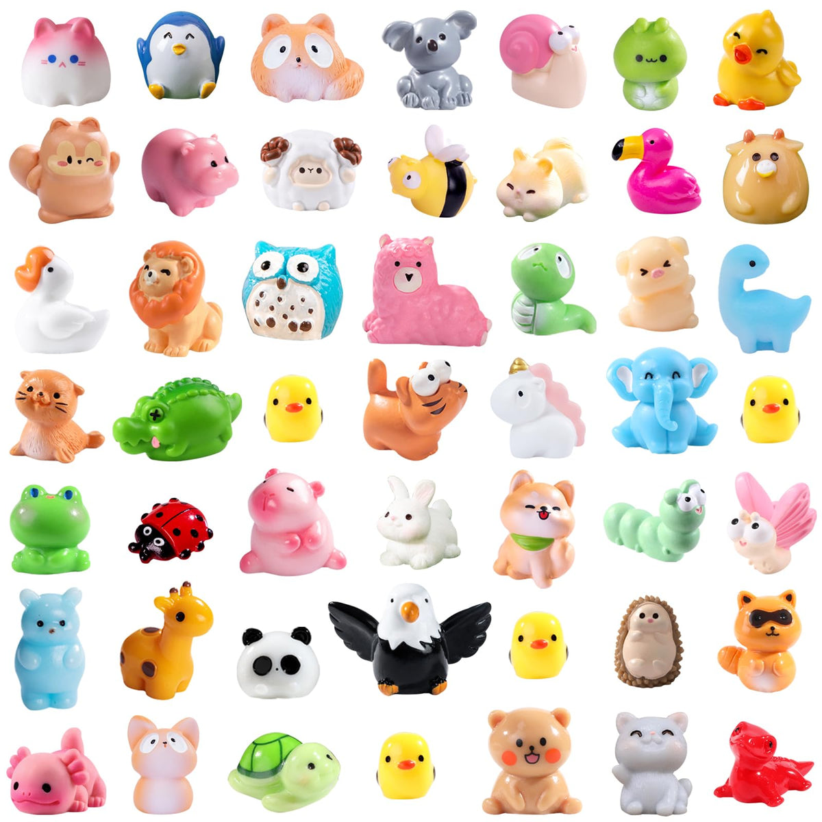 DIYDEC 50pcs Mini Resin Animal Figures – 50 Styles for Dollhouses, Gardens & Craft Projects