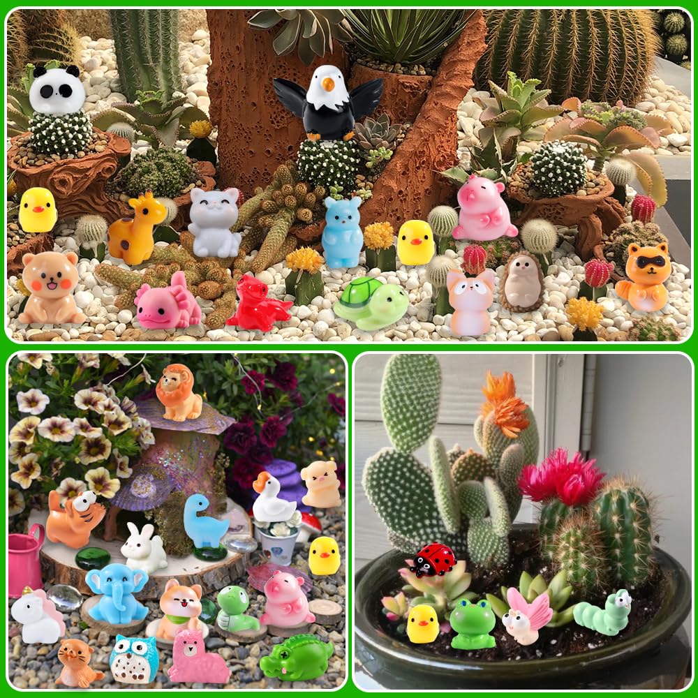 DIYDEC 50pcs Mini Resin Animal Figures – 50 Styles for Dollhouses, Gardens & Craft Projects