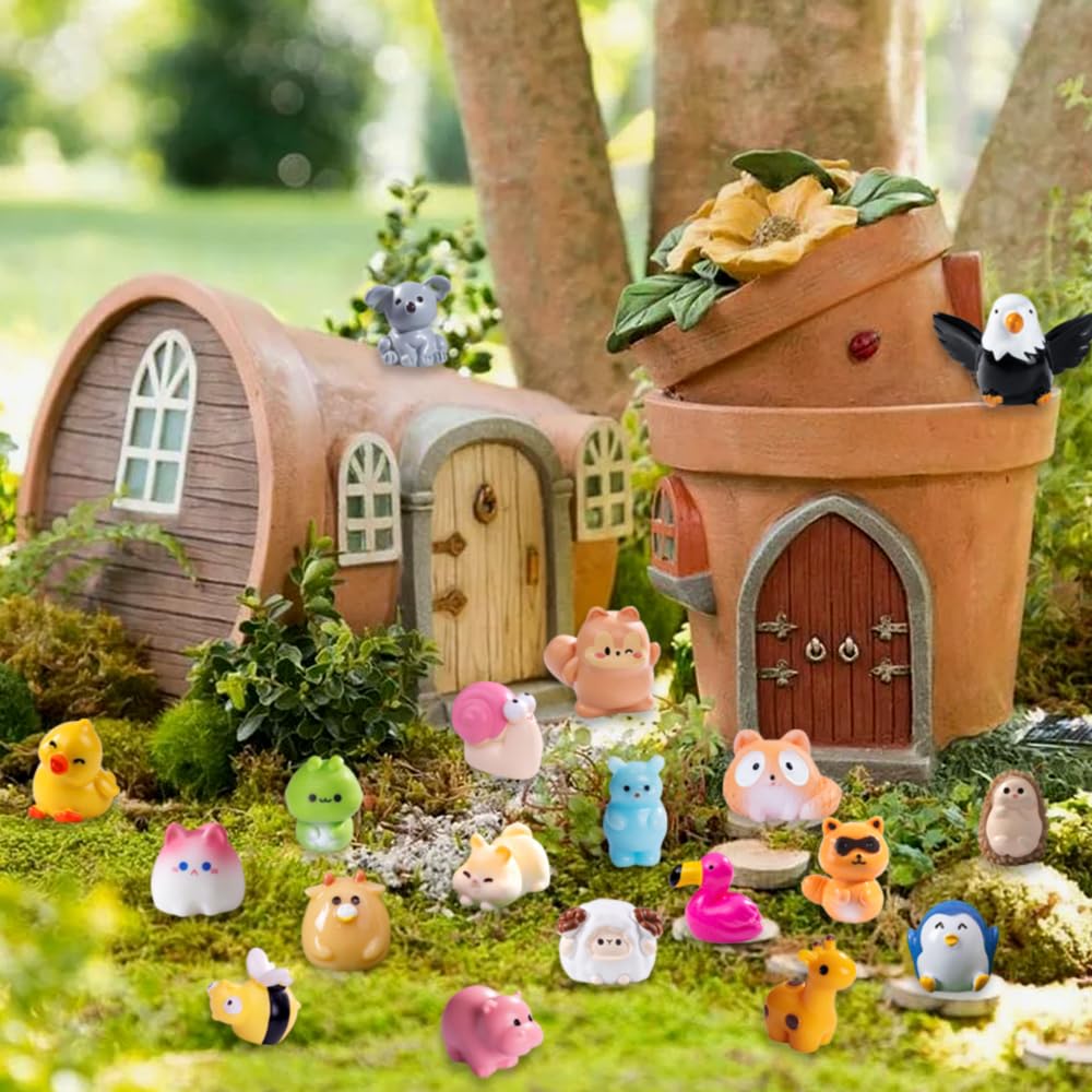 DIYDEC 50pcs Mini Resin Animal Figures – 50 Styles for Dollhouses, Gardens & Craft Projects
