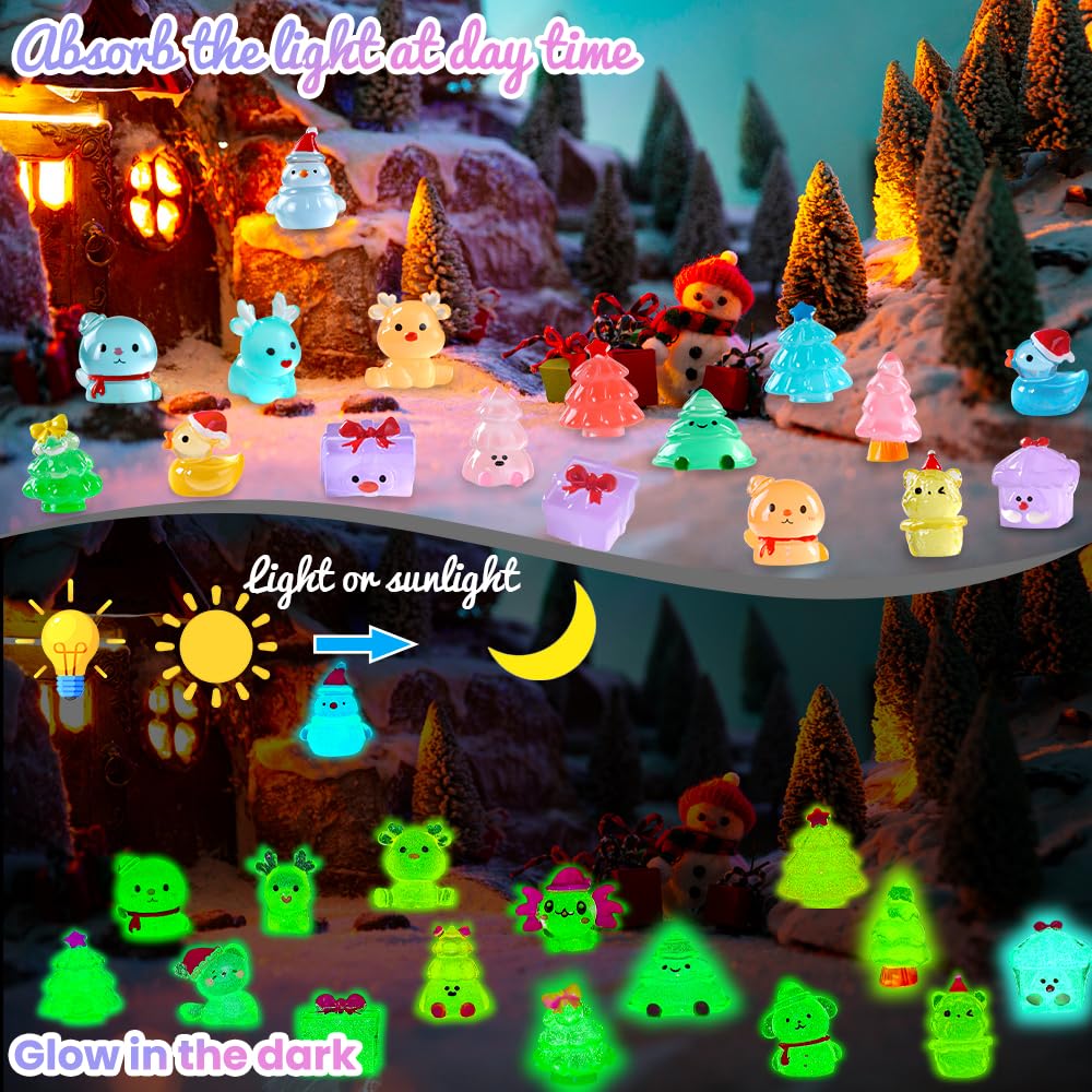 DIYDEC 40PCS Mini Christmas Luminous Figures – Glow in the Dark Resin Miniatures