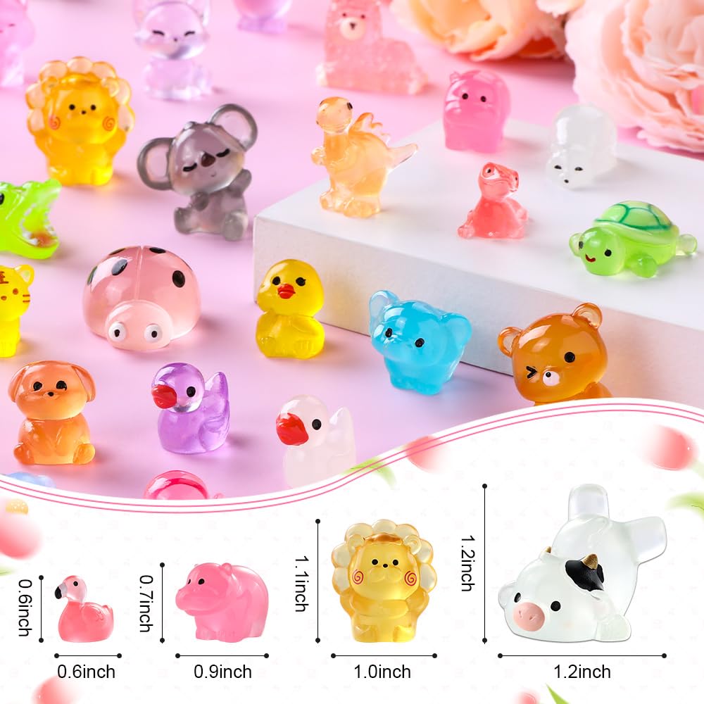 DIYDEC 60pcs Luminous Mini Resin Animals – Glow-in-the-Dark Figures for Decor