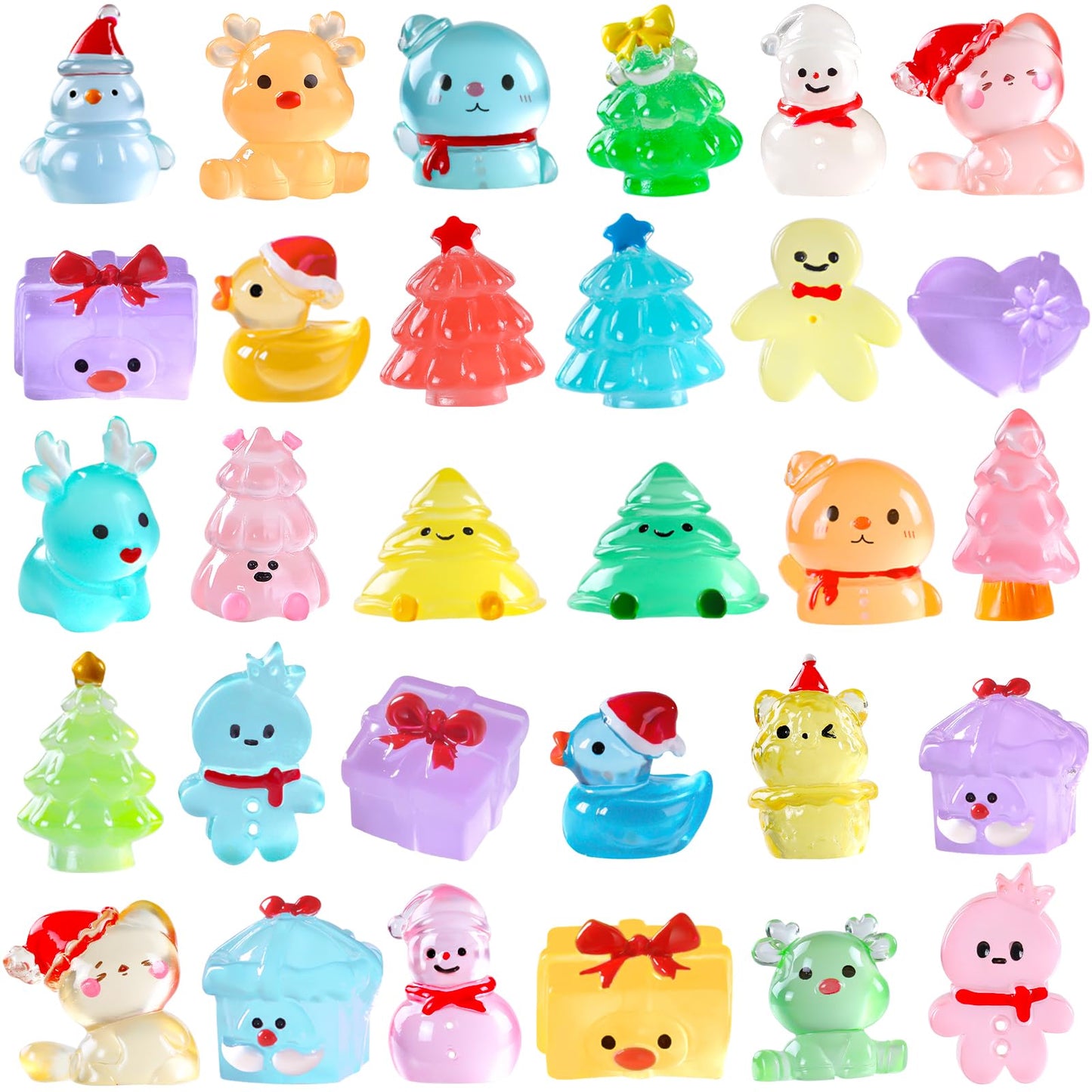 DIYDEC 40PCS Mini Christmas Luminous Figures – Glow in the Dark Resin Miniatures