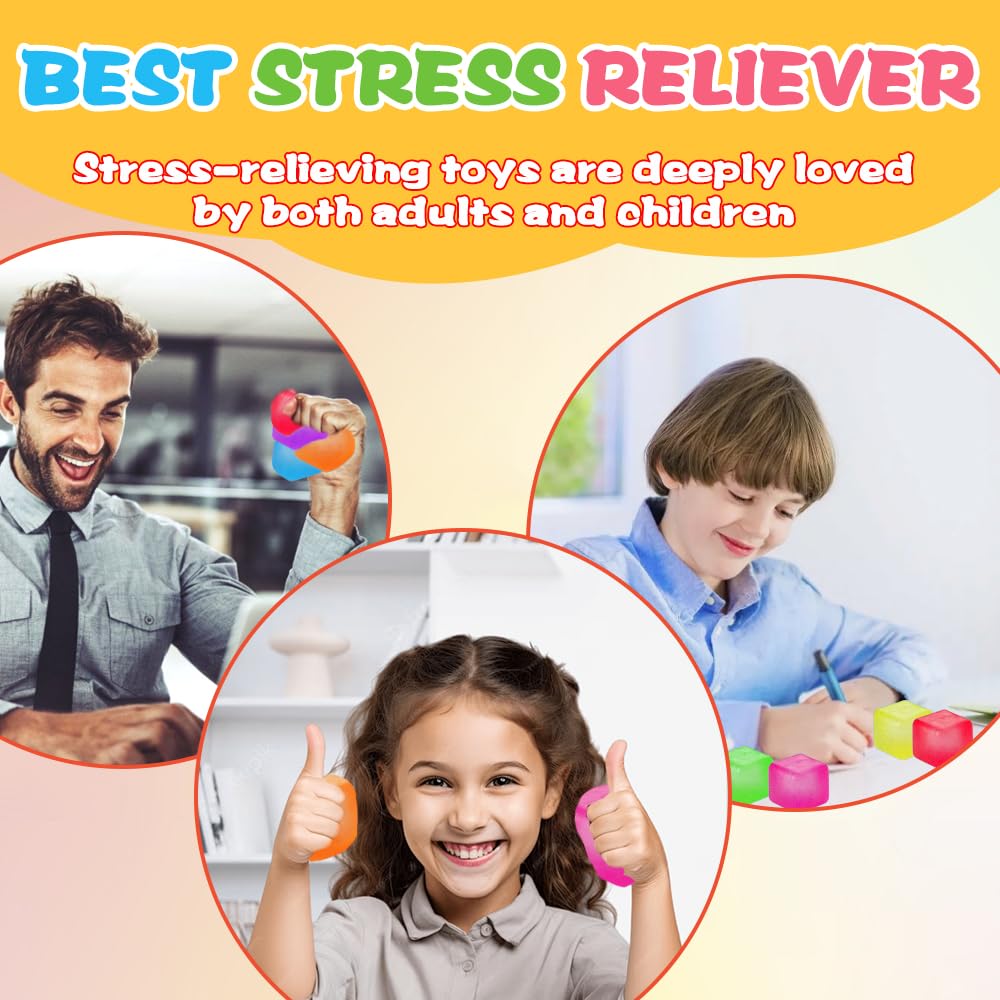 DIYDEC 8 Pcs Stress Cubes Fidget Toys – 8 Color Stress Relief Balls for All Ages