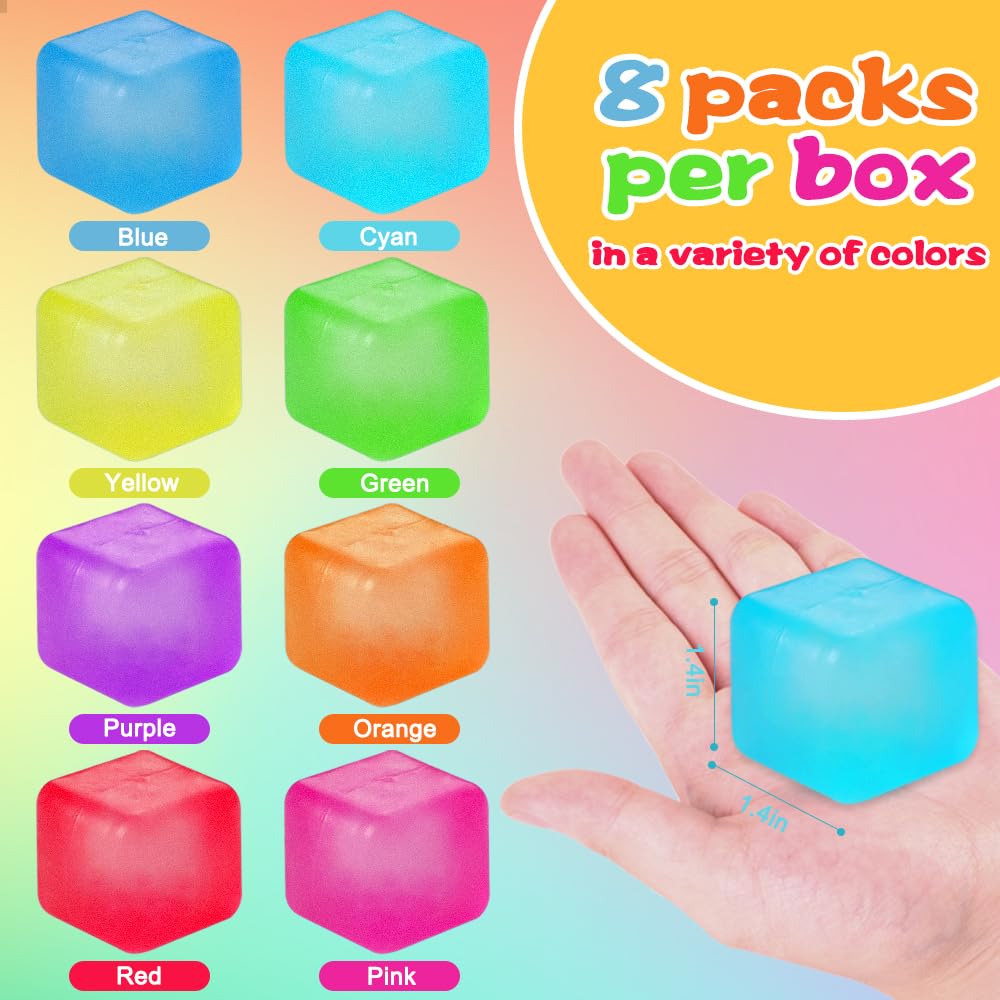 DIYDEC 8 Pcs Stress Cubes Fidget Toys – 8 Color Stress Relief Balls for All Ages