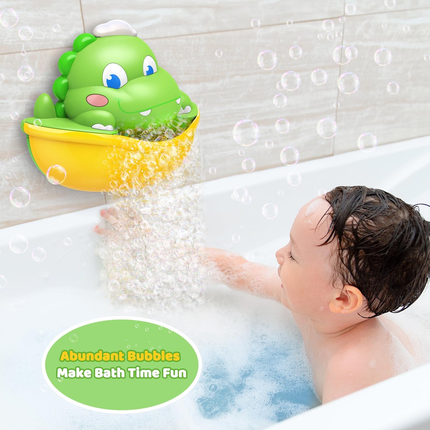 Diyfrety Bath Bubble Maker – Light-Up Dinosaur Bath Toy for Kids 1–8