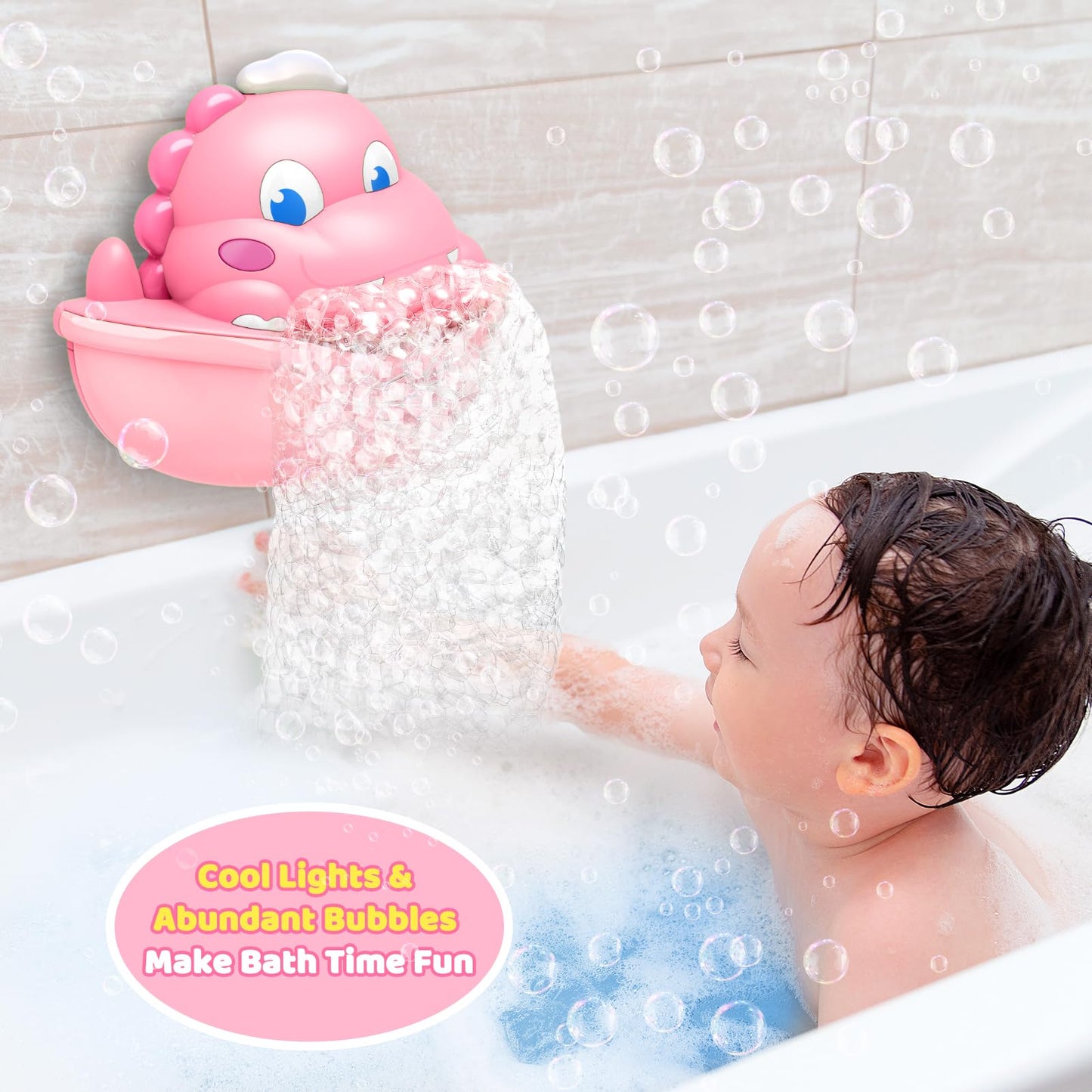 Diyfrety Bath Bubble Machine - Light-Up Dinosaur Toy for Kids 1-8