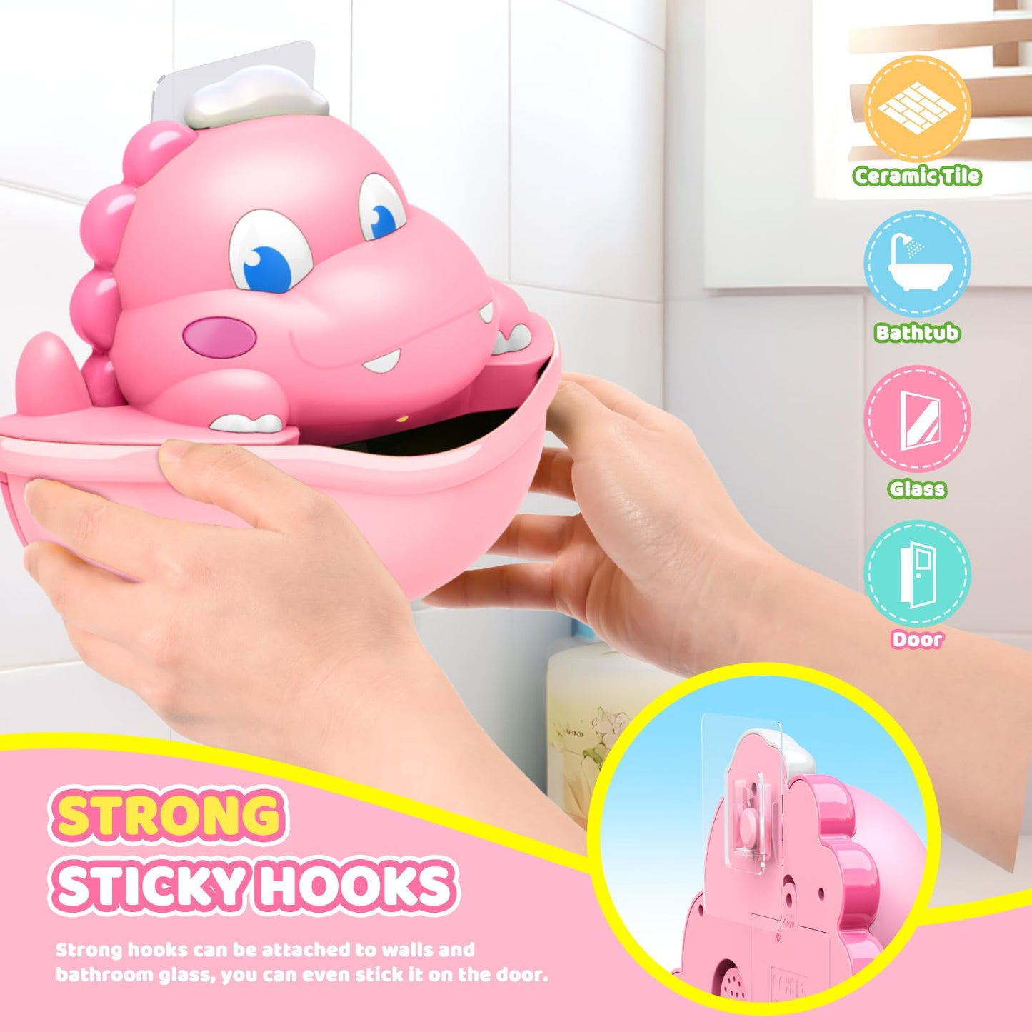 Diyfrety Bath Bubble Machine - Light-Up Dinosaur Toy for Kids 1-8