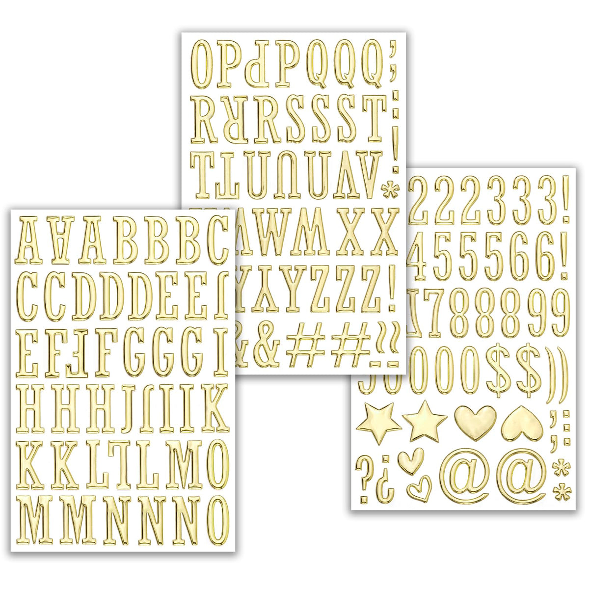 Dizdkizd 3D Gold Letter Stickers – 1-Inch Foam Alphabet & Numbers Decals, Self-Adhesive, Waterproof Puffy ABC Letters for Crafts (3 Sheets)