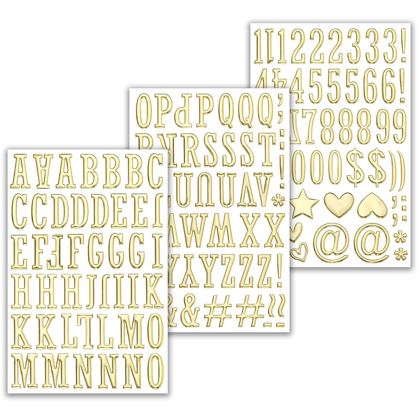 Dizdkizd 3D Gold Letter Stickers – 1-Inch Foam Alphabet & Numbers Decals, Self-Adhesive, Waterproof Puffy ABC Letters for Crafts (3 Sheets)