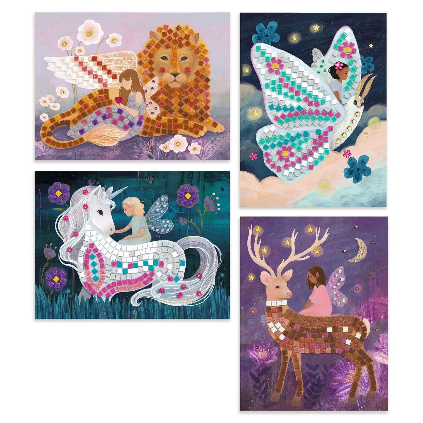 DJECO Enchanted World Mosaic Kit – Glitter & Rhinestones Craft for Kids 6+