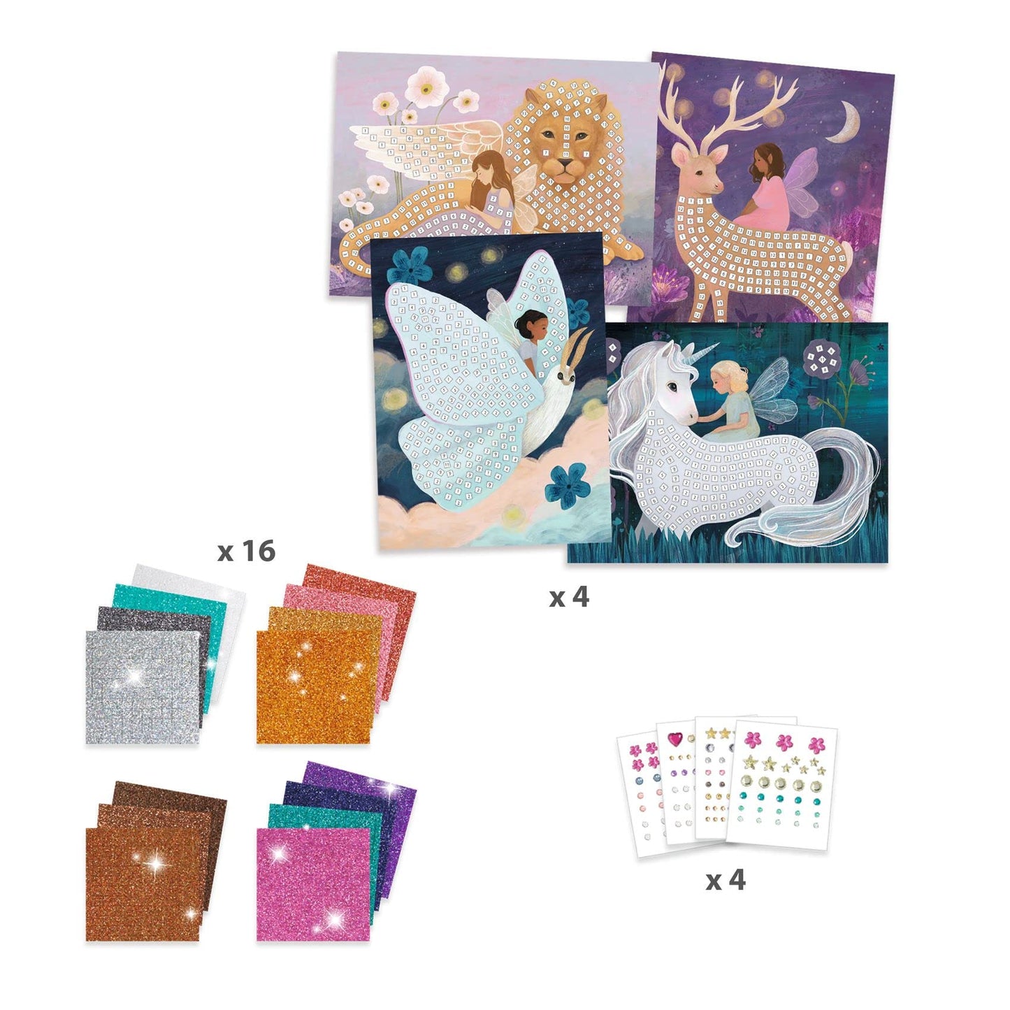 DJECO Enchanted World Mosaic Kit – Glitter & Rhinestones Craft for Kids 6+