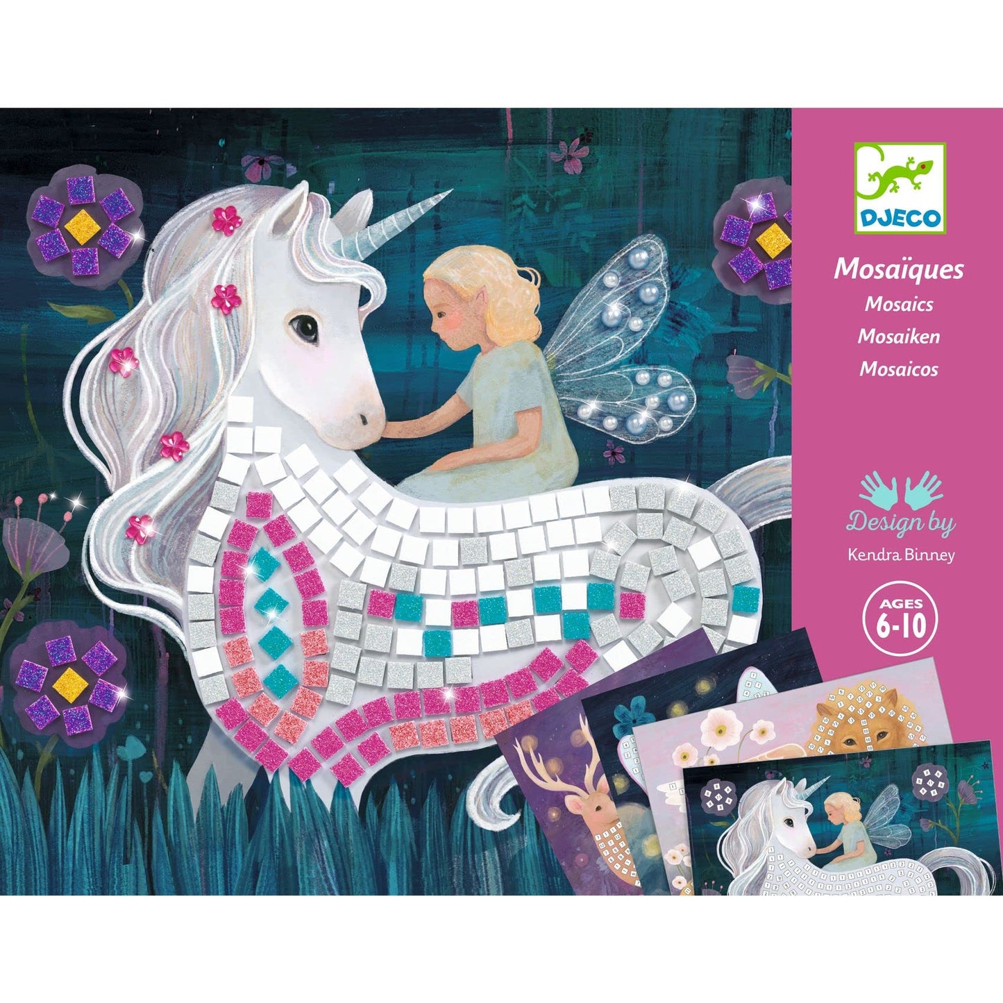 DJECO Enchanted World Mosaic Kit – Glitter & Rhinestones Craft for Kids 6+