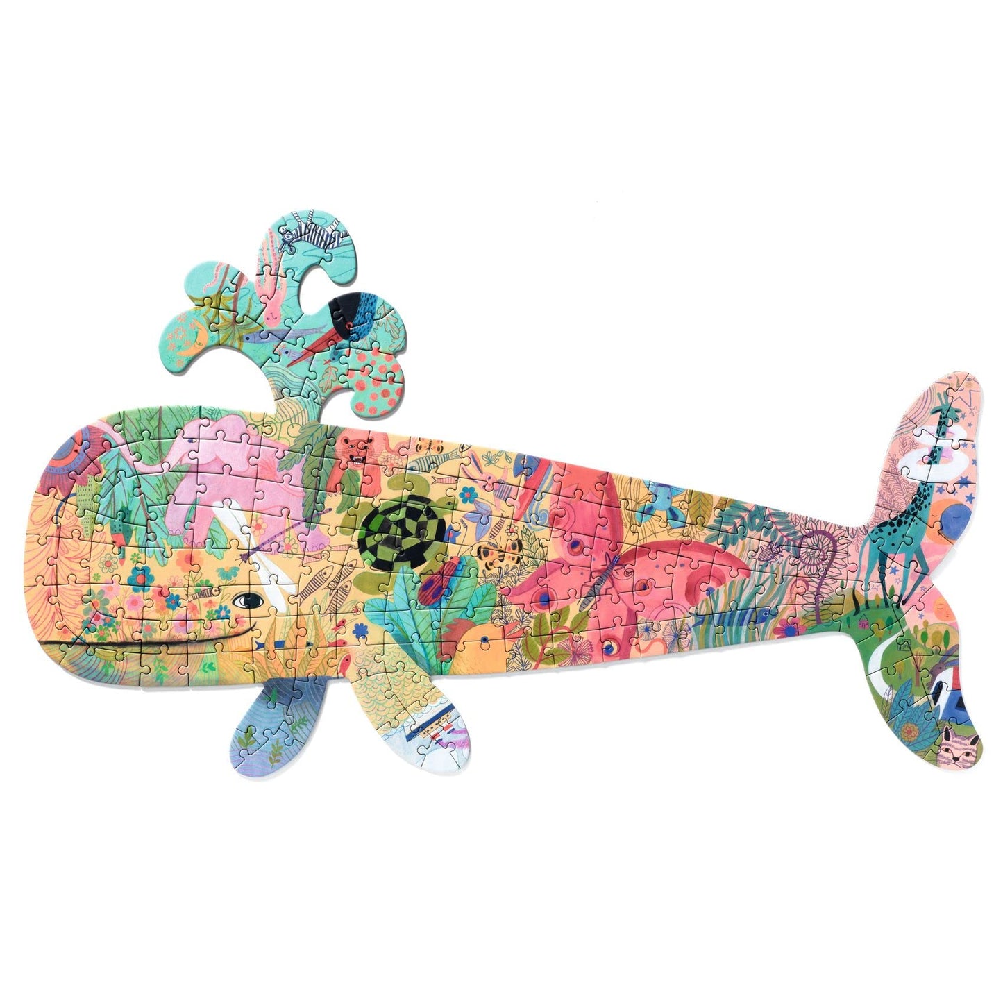 DJECO Whale-Shaped 150-Piece Puzzle with Poster – Large-Scale Ocean Challenge for Kids 6+