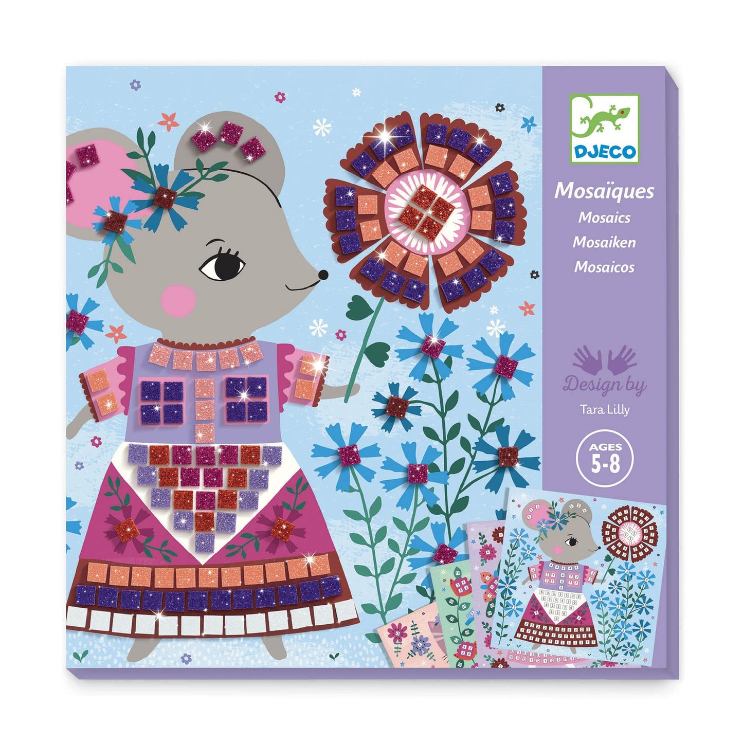 DJECO Lovely Pets Sticker Mosaic Craft Kit | Sparkling Pet Art for Kids 5+