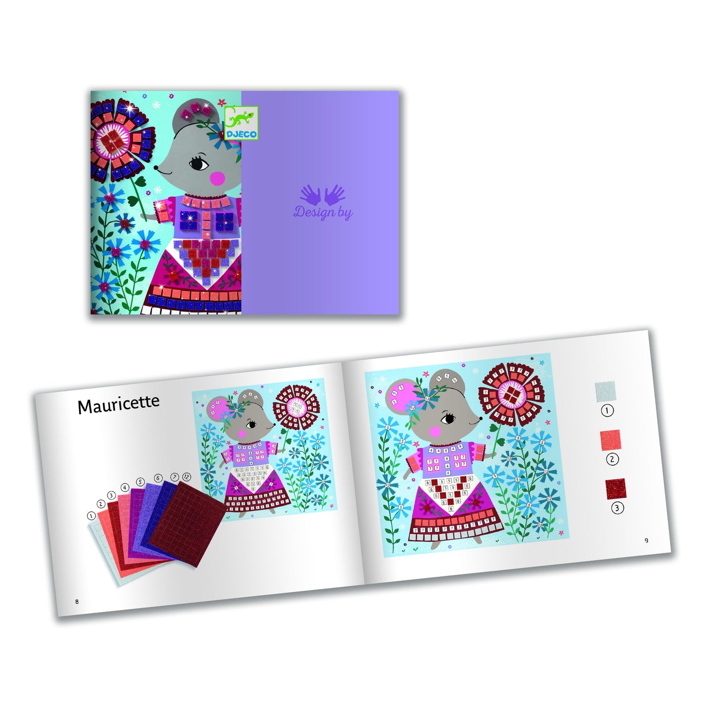DJECO Lovely Pets Sticker Mosaic Craft Kit | Sparkling Pet Art for Kids 5+