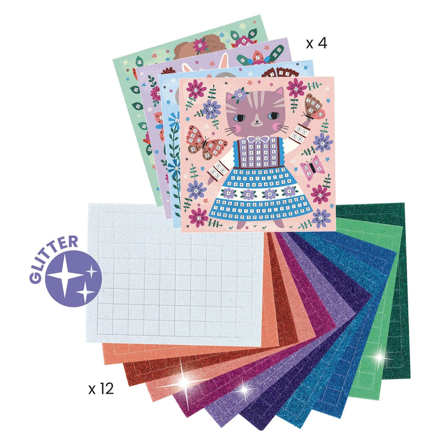 DJECO Lovely Pets Sticker Mosaic Craft Kit | Sparkling Pet Art for Kids 5+