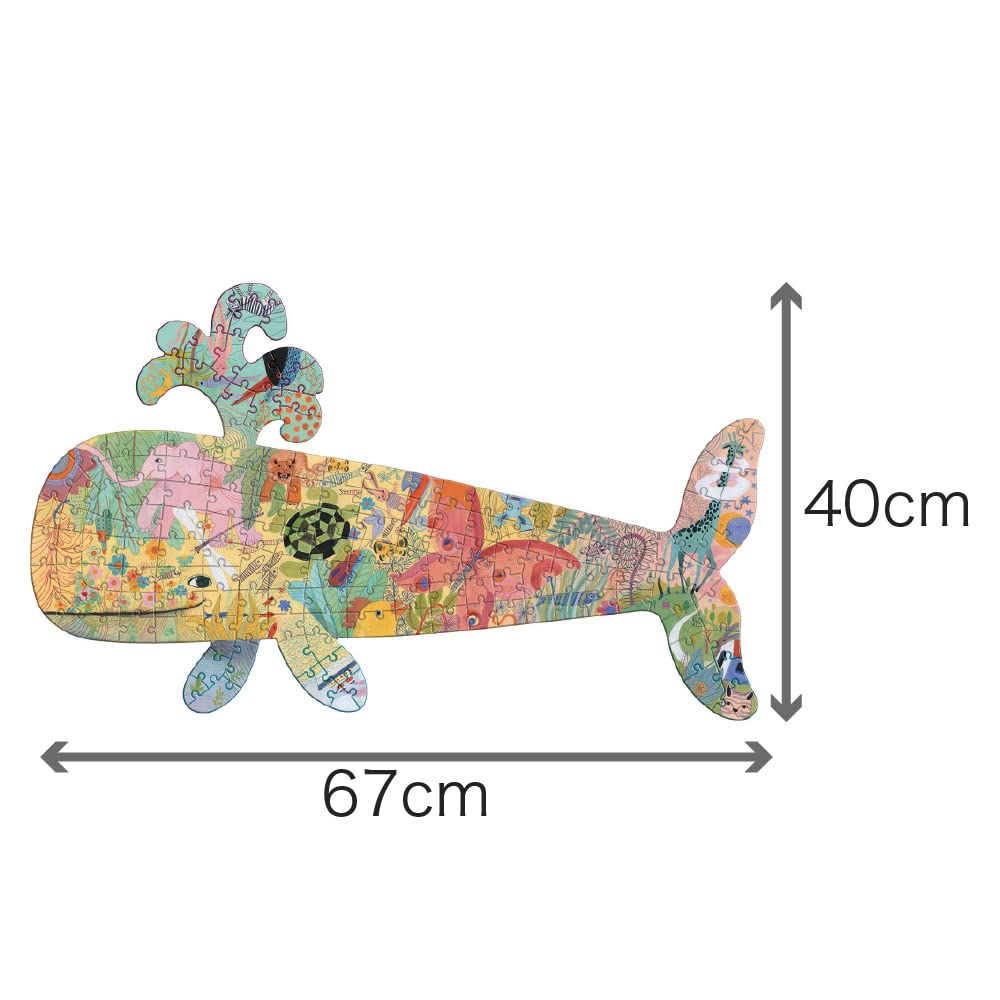 DJECO Whale-Shaped 150-Piece Puzzle with Poster – Large-Scale Ocean Challenge for Kids 6+