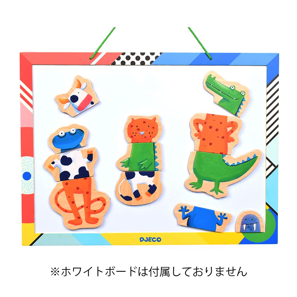 DJECO Crazy Animal Mix & Match Wooden Magnets – Creative Toddler Toy for 2+ Years