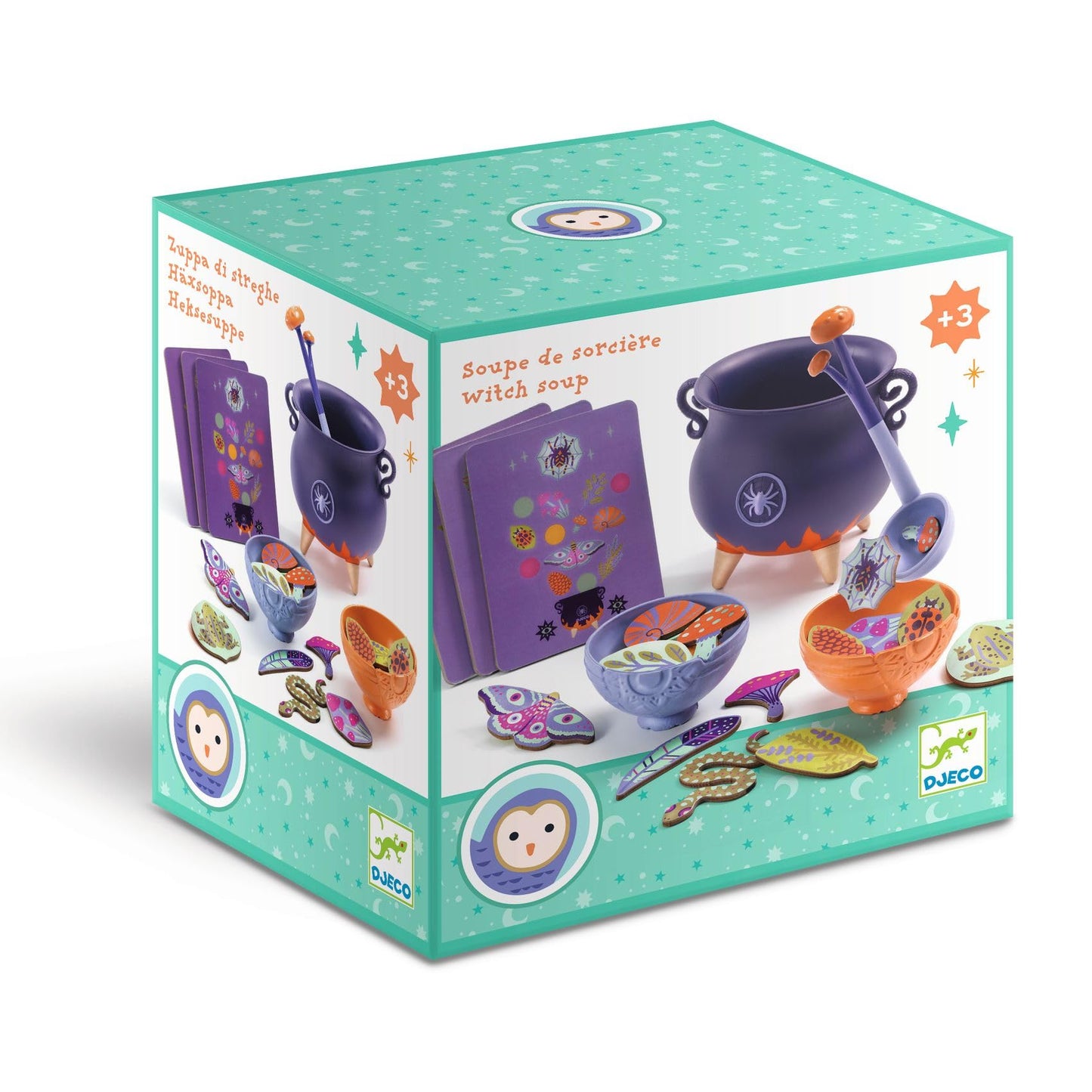 DJECO Witch Soup & Magic Potion Toy Kit for Kids - Pretend Play Set with Cauldron & Wooden Ingredients