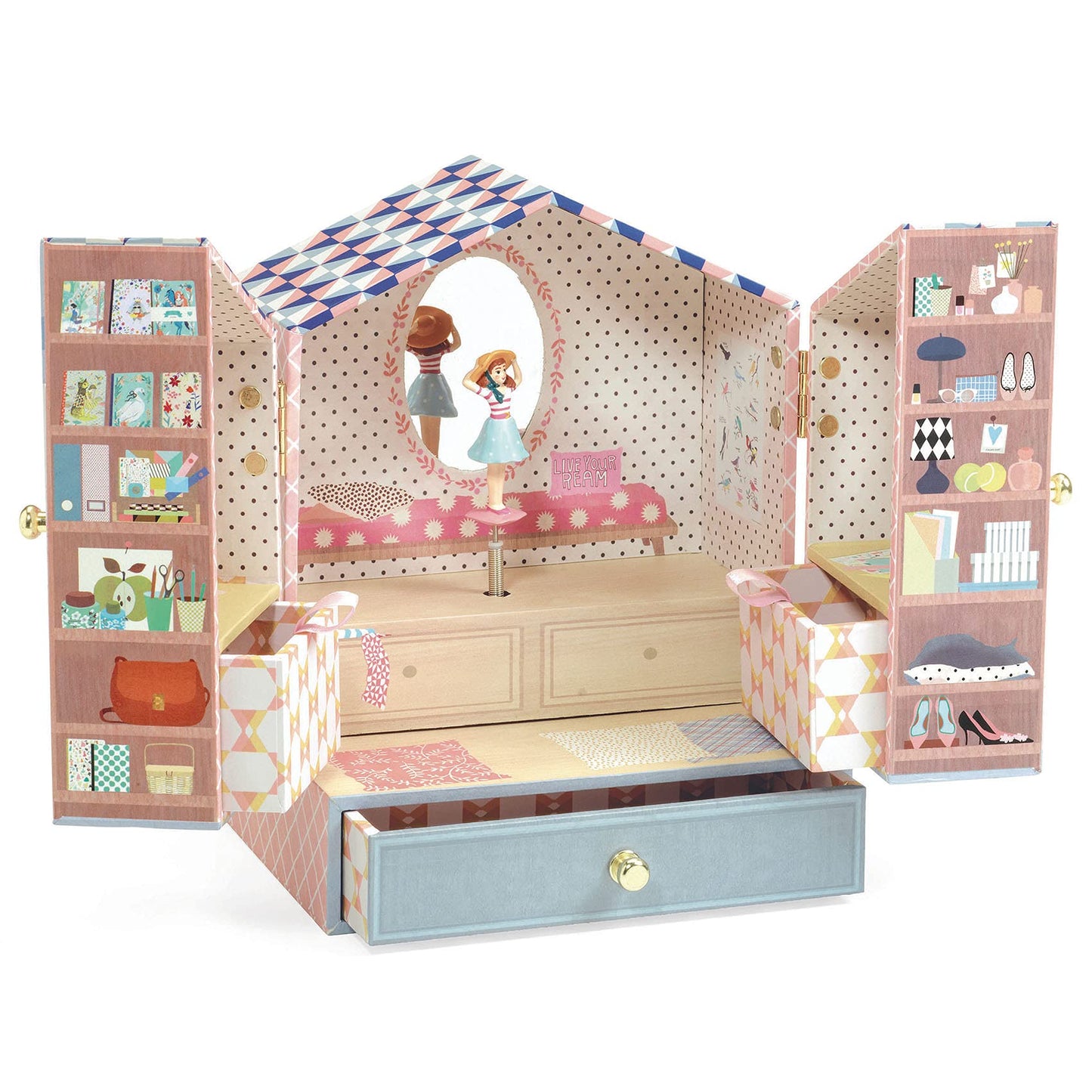 DJECO Musical Jewelry Box for Kids – Unicorn Dream Treasure Box with Shop-Themed Design