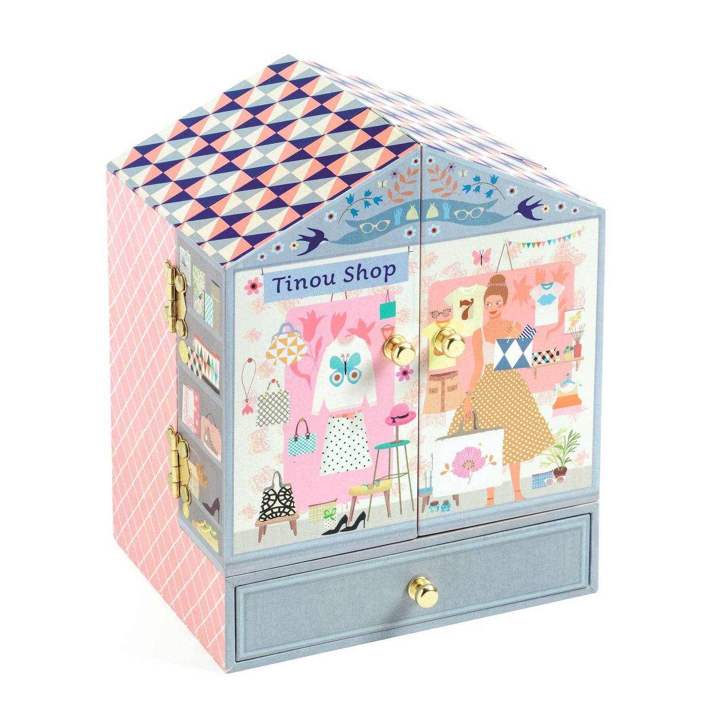DJECO Musical Jewelry Box for Kids – Unicorn Dream Treasure Box with Shop-Themed Design