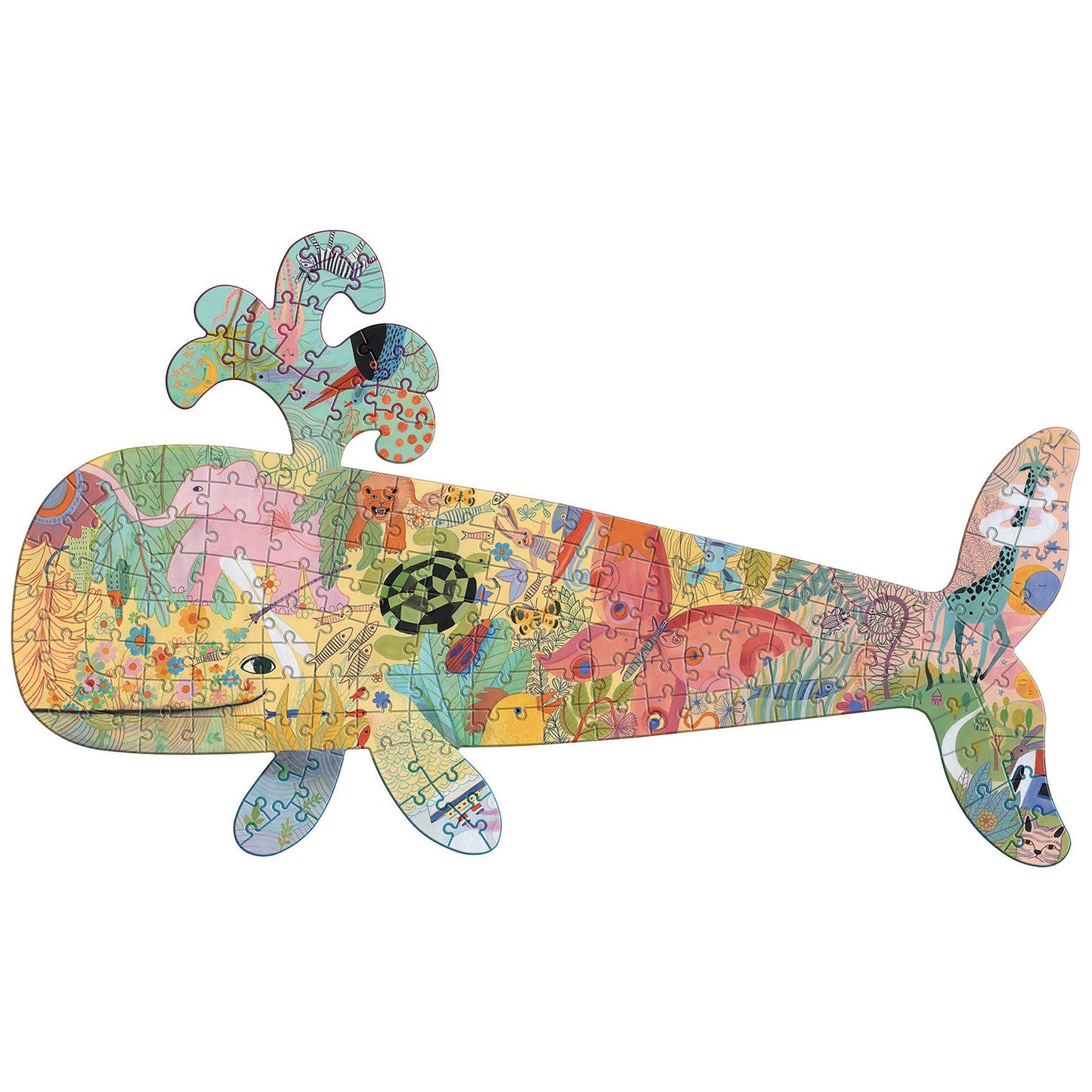 DJECO Whale-Shaped 150-Piece Puzzle with Poster – Large-Scale Ocean Challenge for Kids 6+