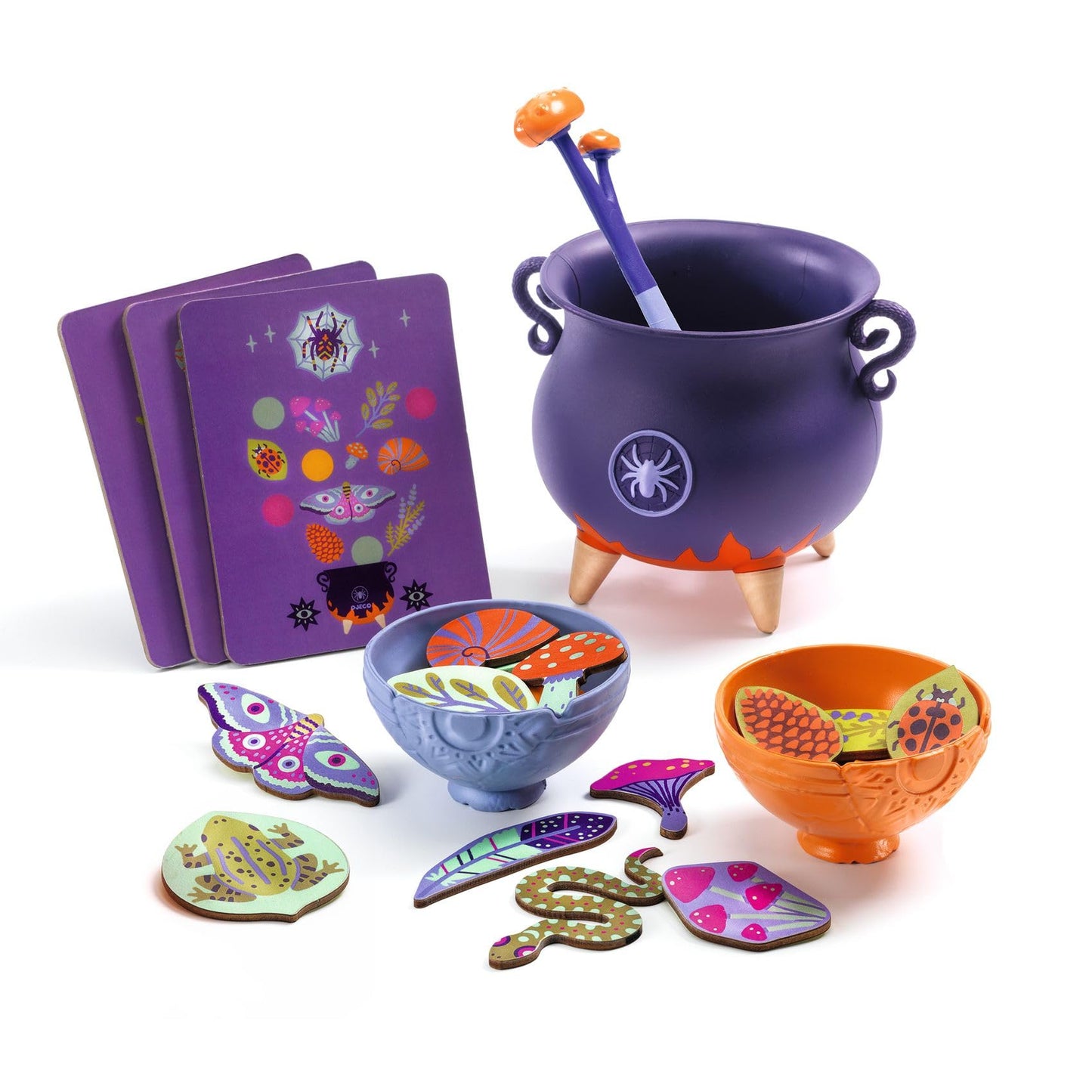 DJECO Witch Soup & Magic Potion Toy Kit for Kids - Pretend Play Set with Cauldron & Wooden Ingredients