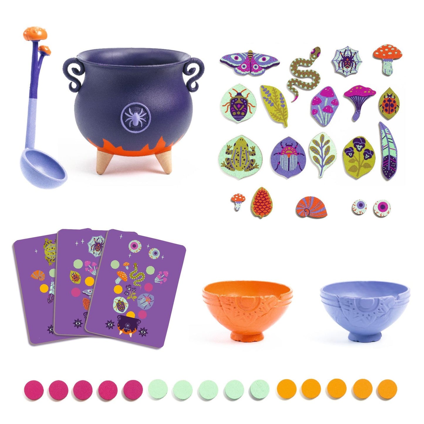 DJECO Witch Soup & Magic Potion Toy Kit for Kids - Pretend Play Set with Cauldron & Wooden Ingredients