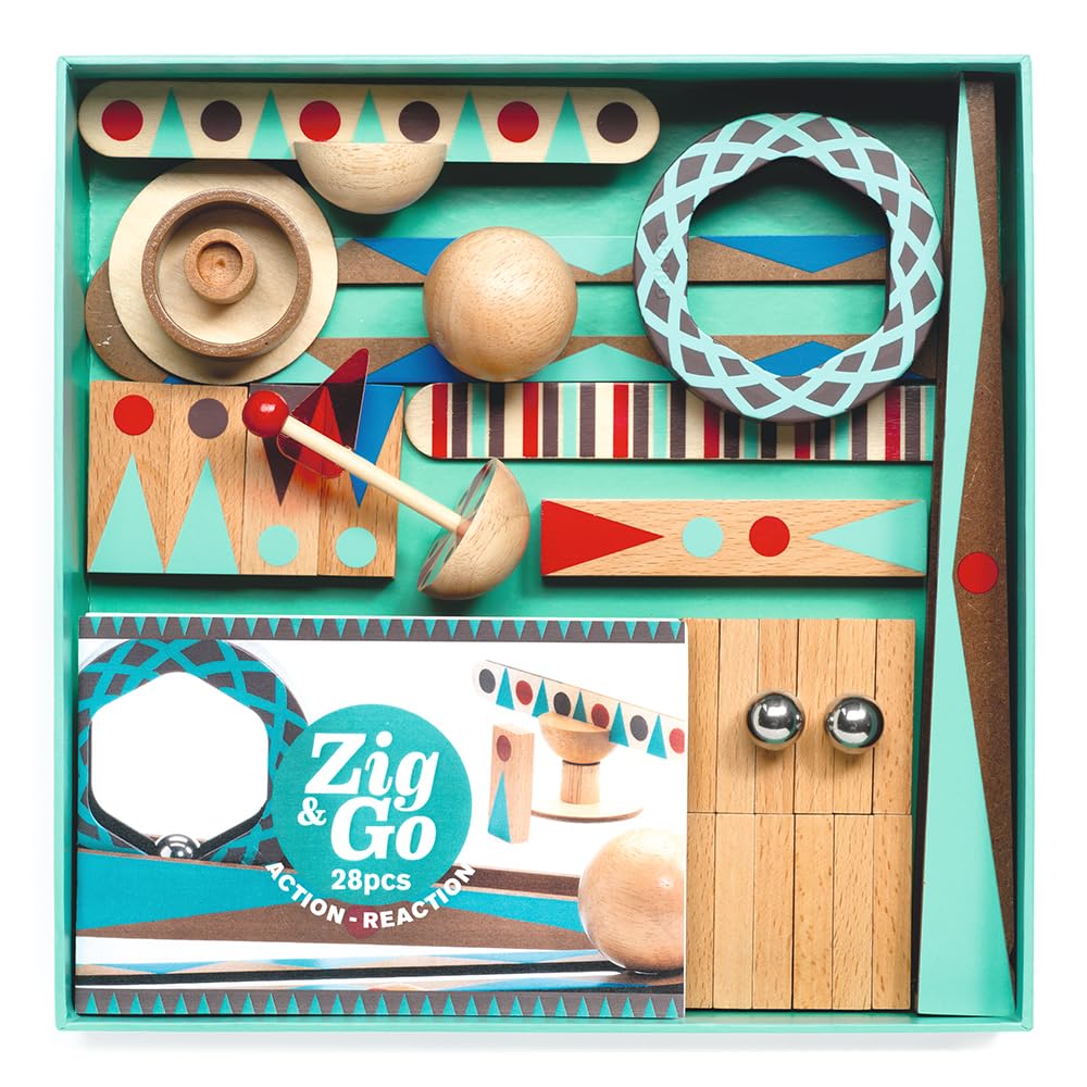 DJECO Zig & Go 48-Piece Set – Domino Track Builder for Creative STEM Play