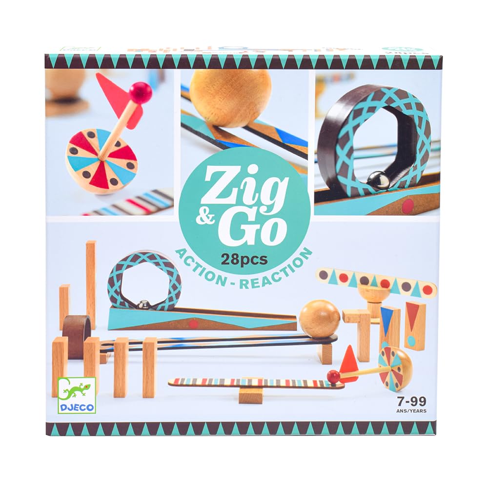 DJECO Zig & Go 48-Piece Set – Domino Track Builder for Creative STEM Play